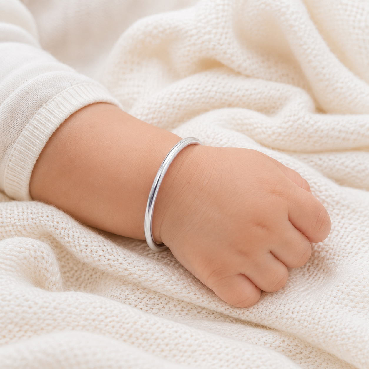 Baby Silver Plain Kada – OYA by Gemkara view 4