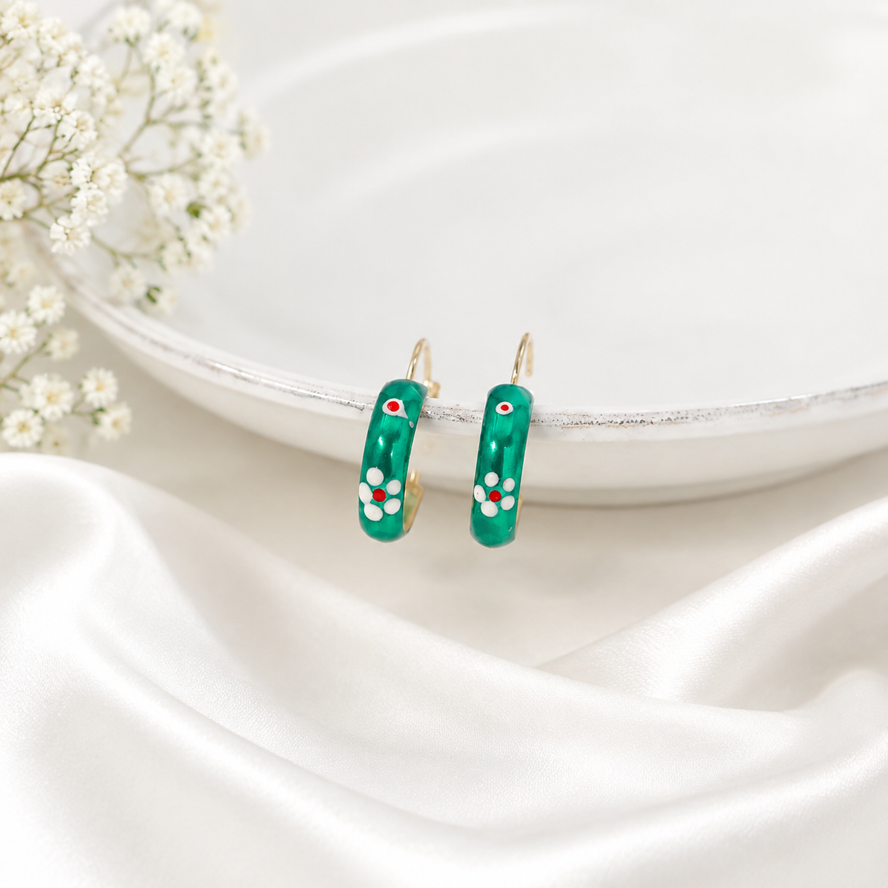 Green Floral Silver Bali – OYA by Gemkara view 4