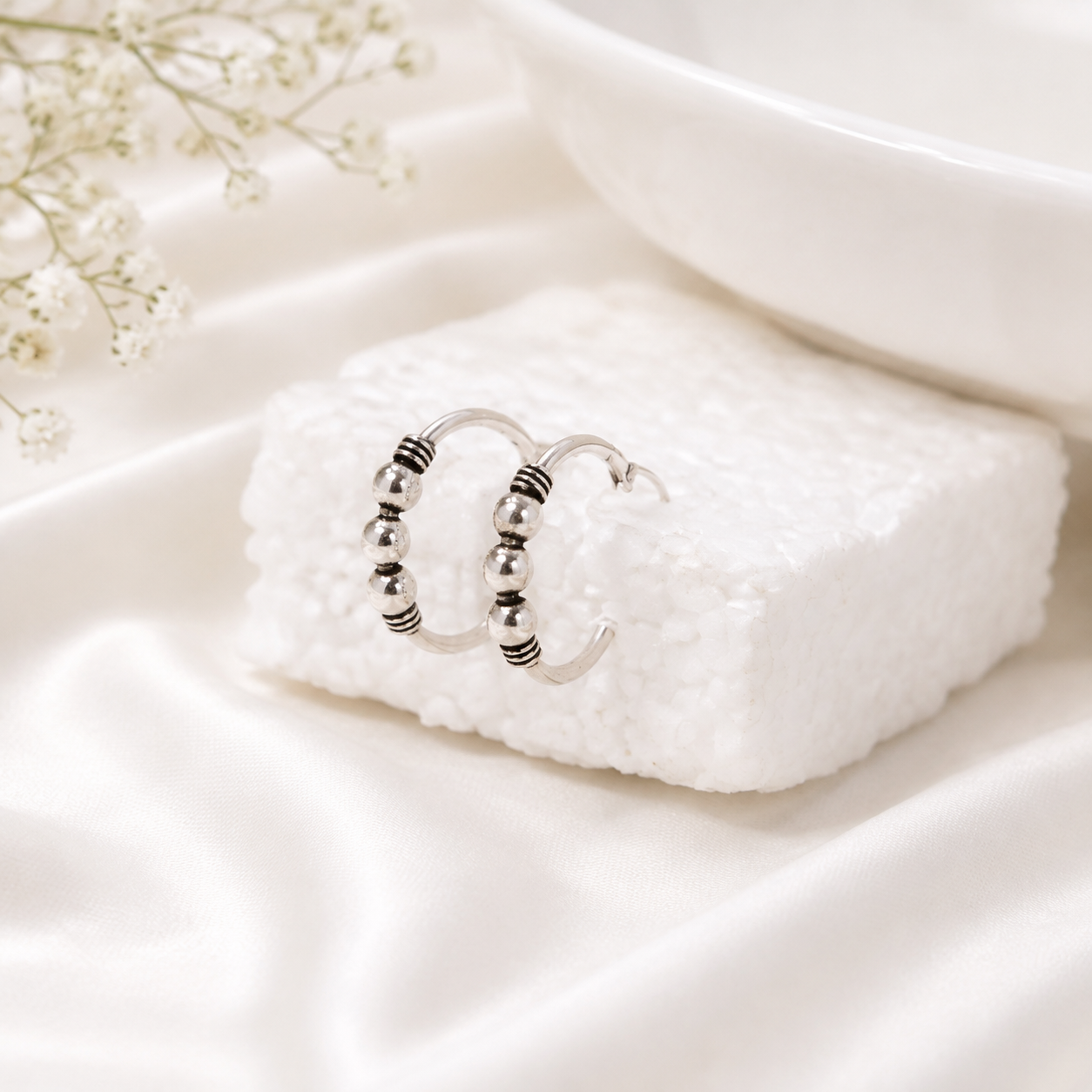 Triple Bead Silver Bali – OYA by Gemkara view 2