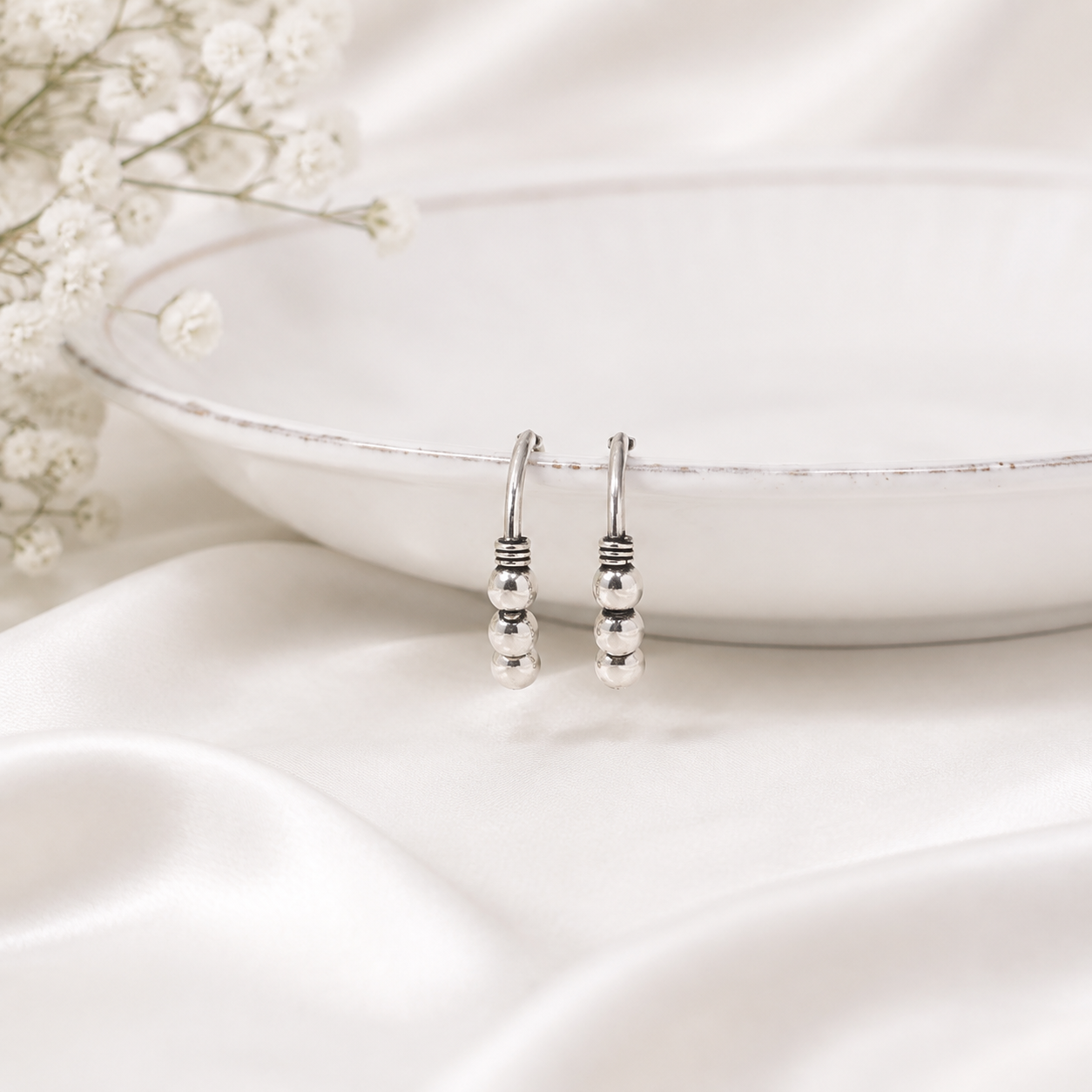 Triple Bead Silver Bali – OYA by Gemkara view 3