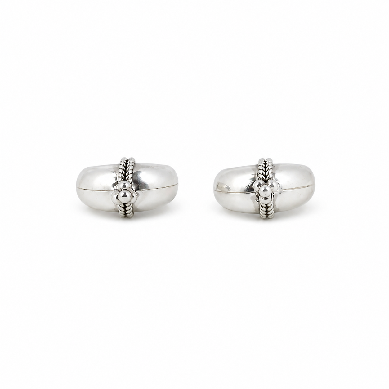 Oxidized Oval Bead Silver Bali – OYA by Gemkara view 1