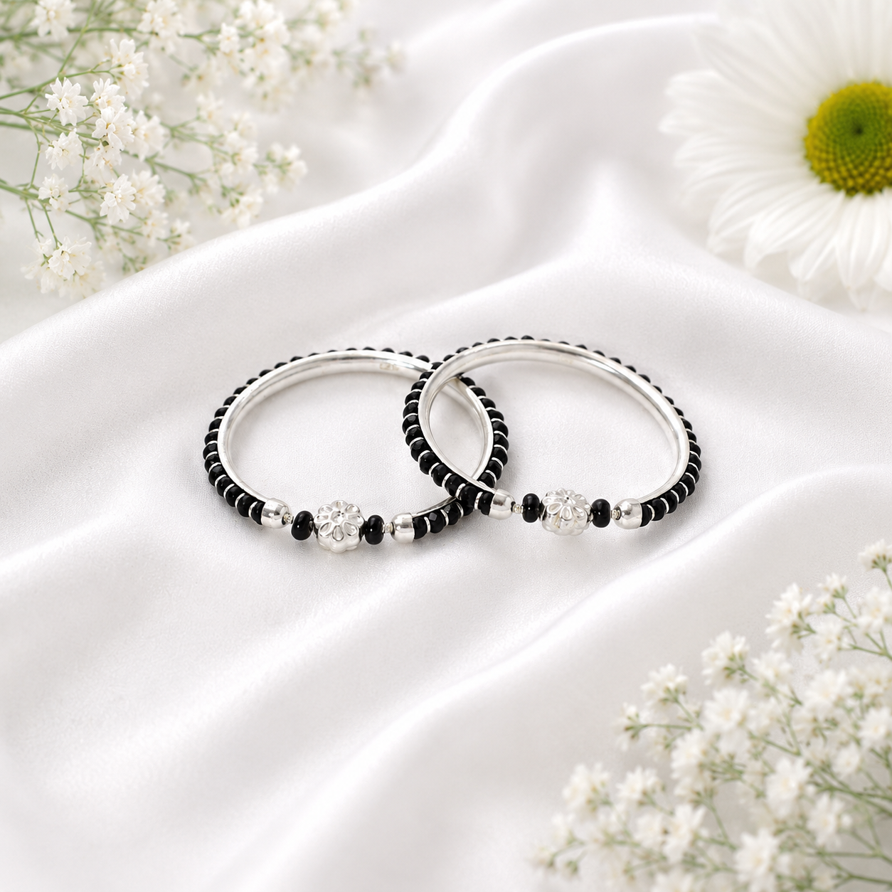 Blossom Baby Bangle – 925 Sterling Silver – OYA by Gemkara view 3