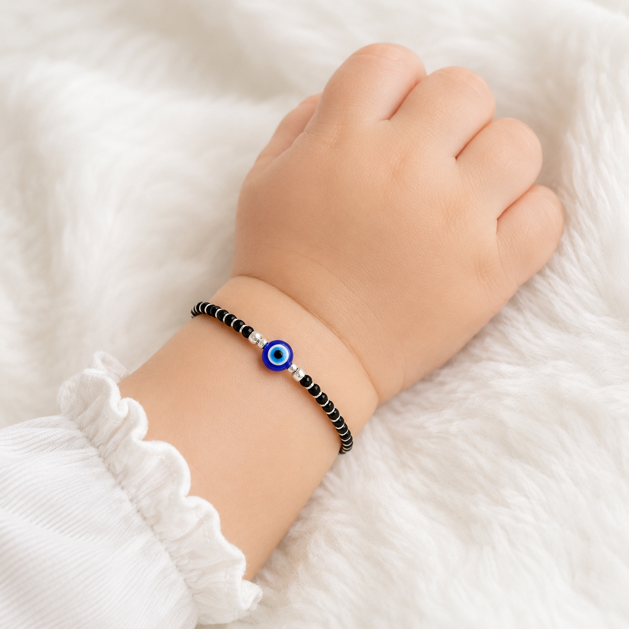 Eye Charm Baby Bangle – 925 Sterling Silver – OYA by Gemkara view 2