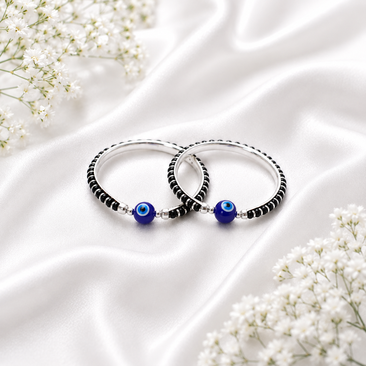 Eye Charm Baby Bangle – 925 Sterling Silver – OYA by Gemkara view 3
