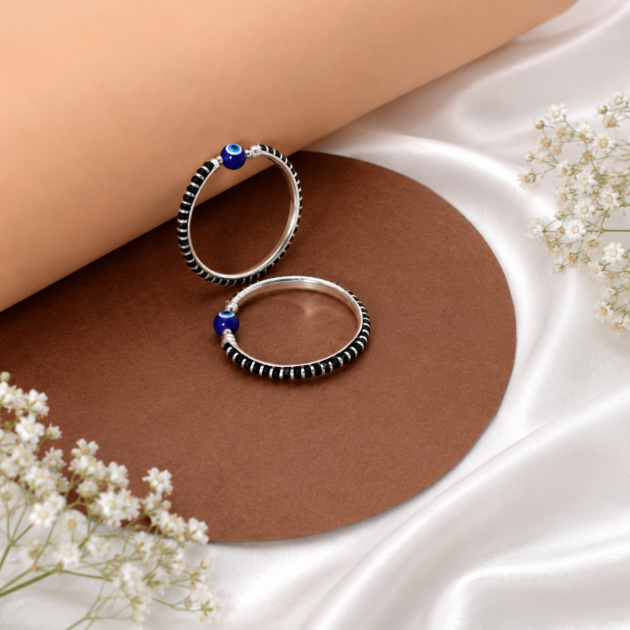 Eye Charm Baby Bangle – 925 Sterling Silver – OYA by Gemkara view 4