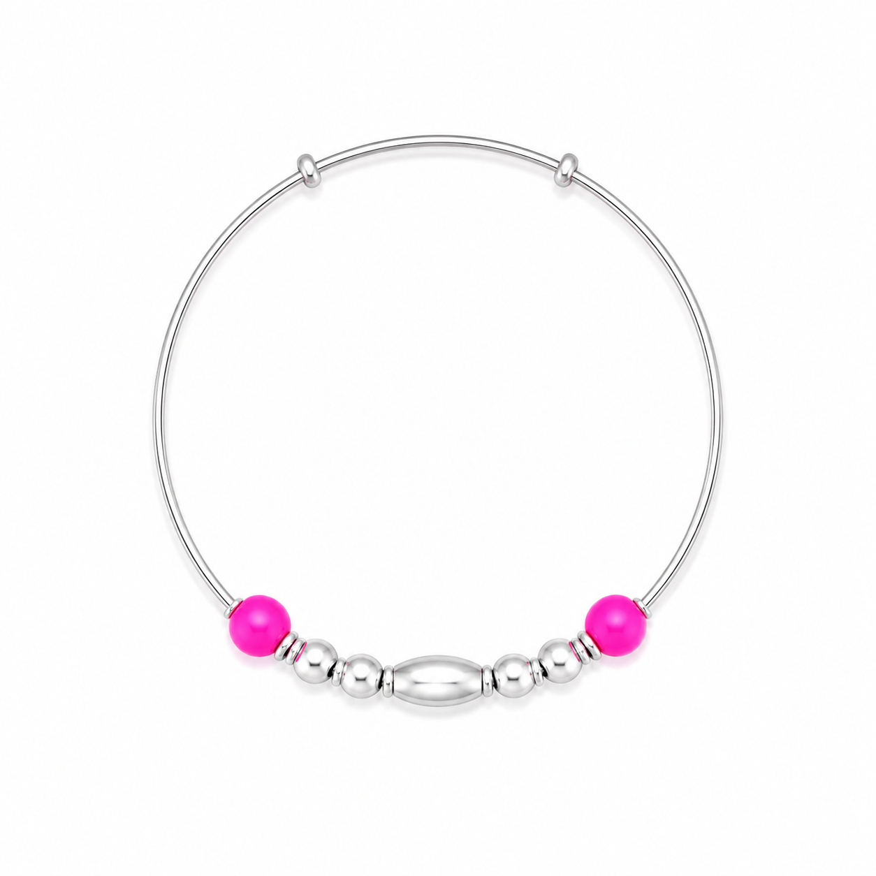 Pink Charm Baby Bangle – 925 Sterling Silver – OYA by Gemkara view 1