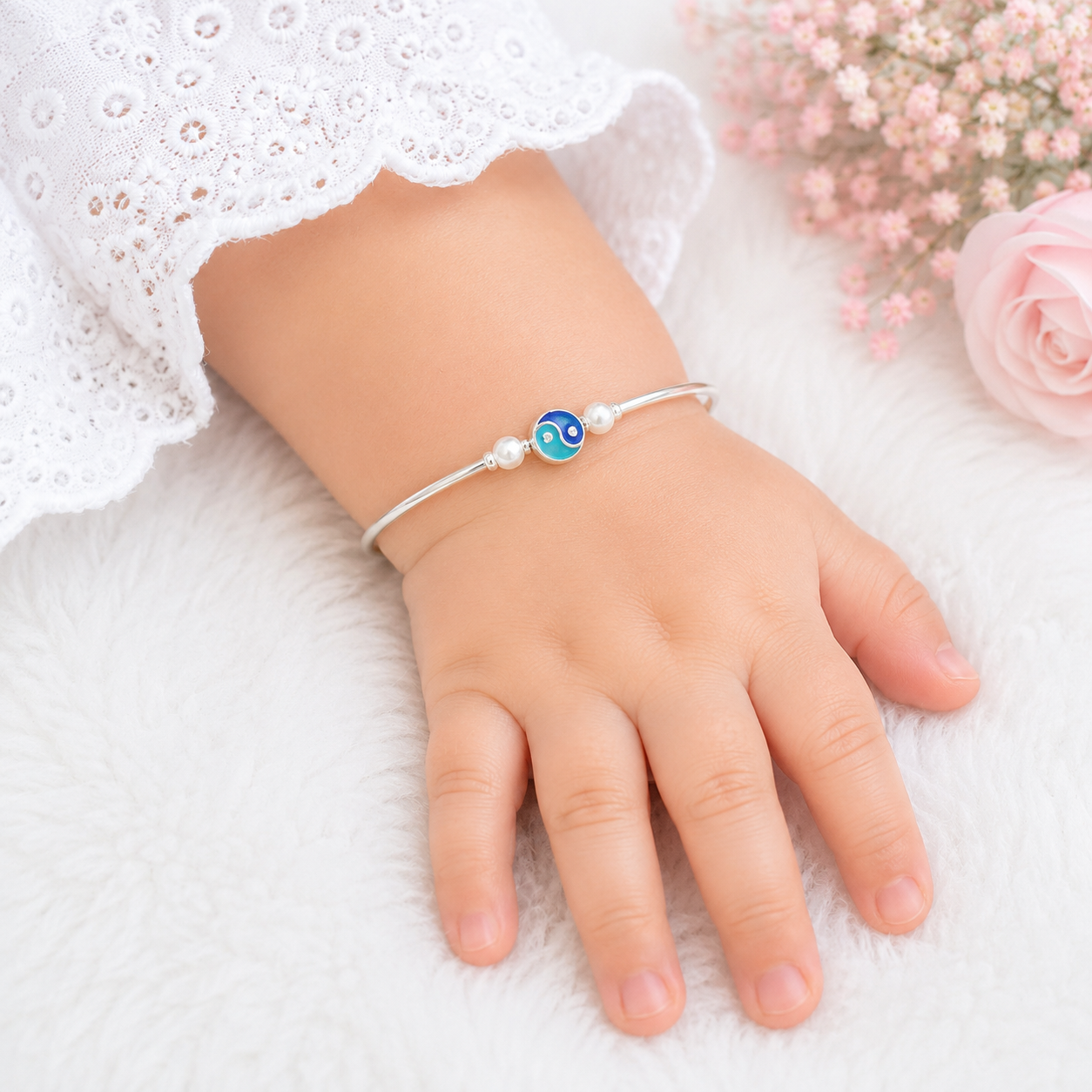 Harmony Baby Bangle – 925 Sterling Silver – OYA by Gemkara view 2