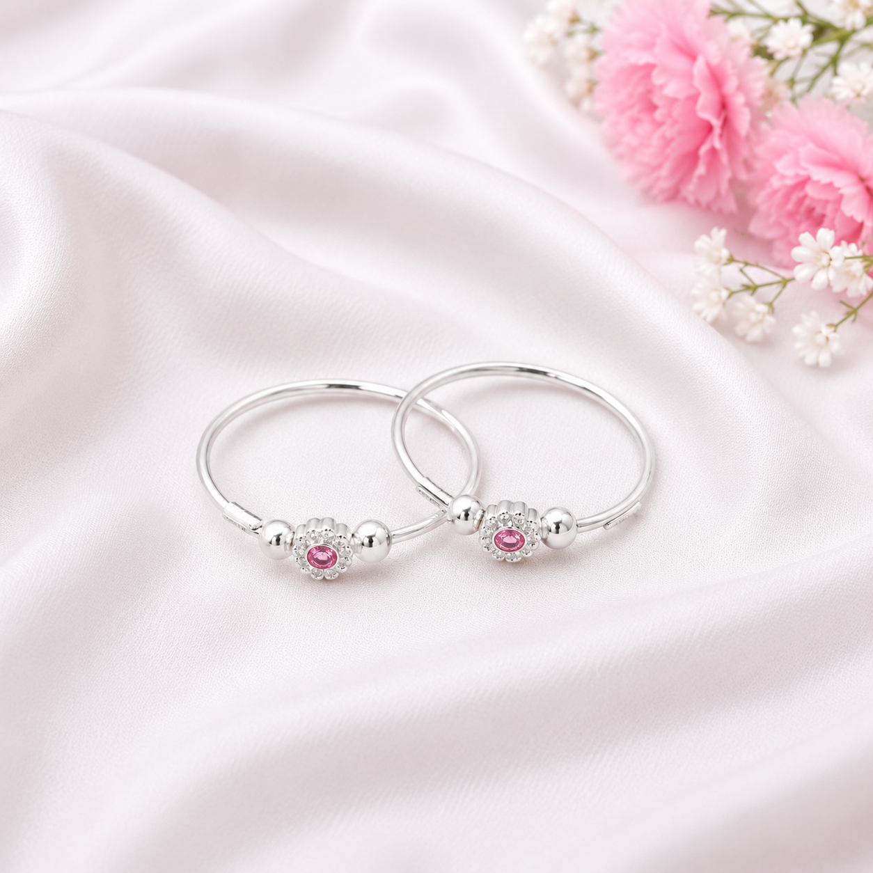 Floral Baby Bangle – 925 Sterling Silver – OYA by Gemkara view 3