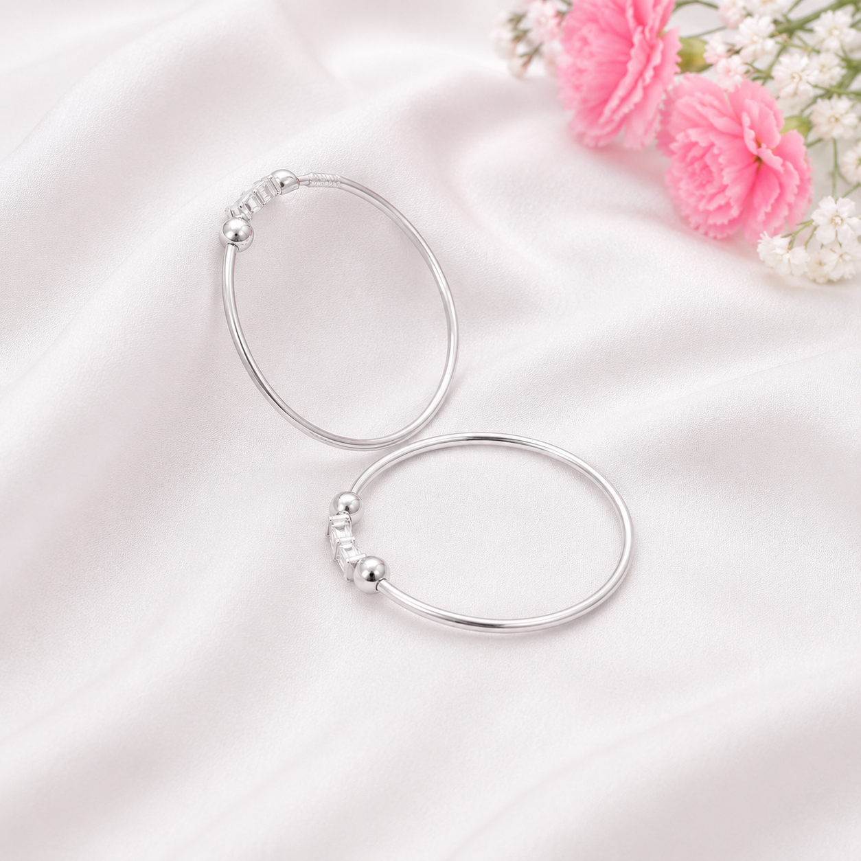Floral Baby Bangle – 925 Sterling Silver – OYA by Gemkara view 4
