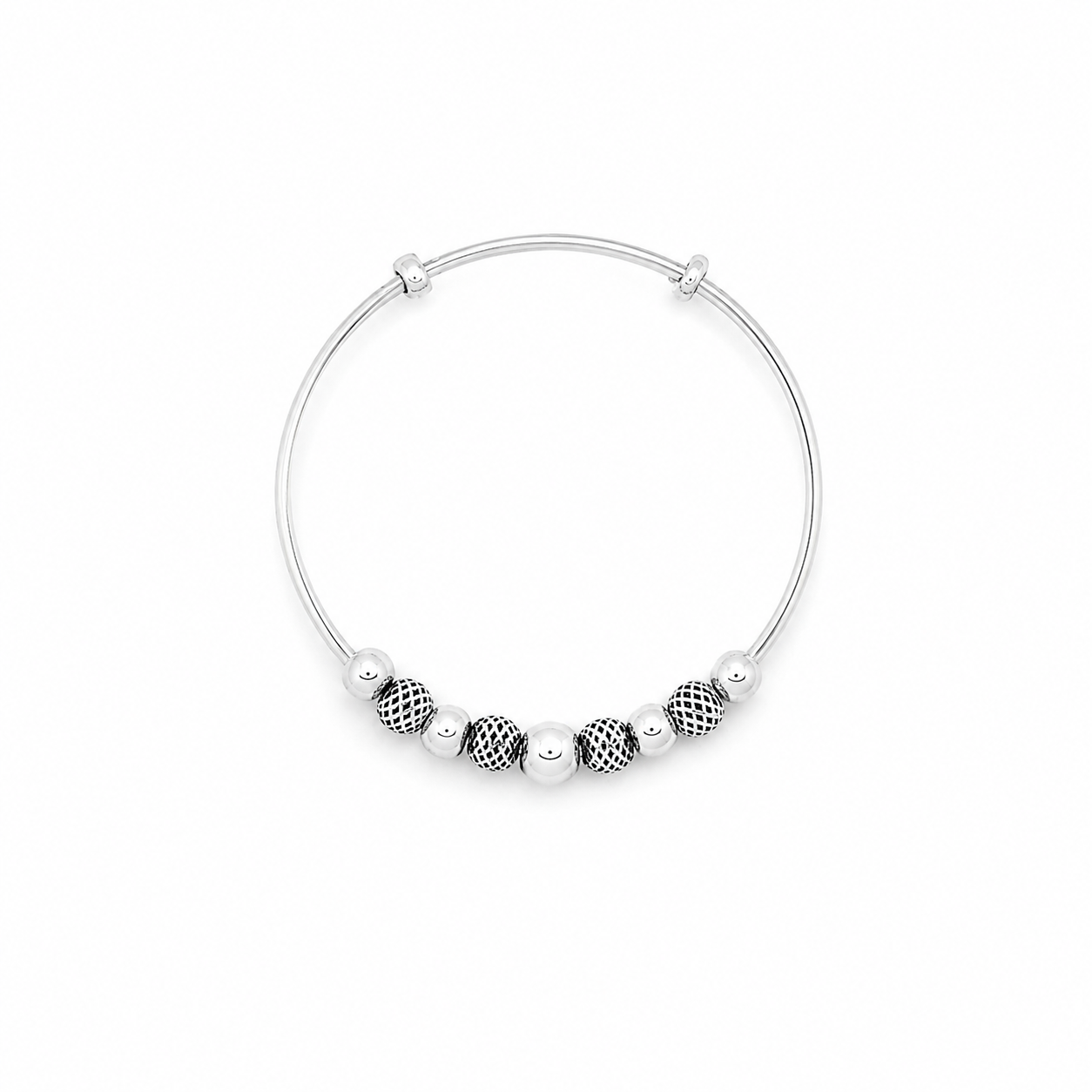 Mesh Bead Baby Bangle – 925 Sterling Silver – OYA by Gemkara view 1