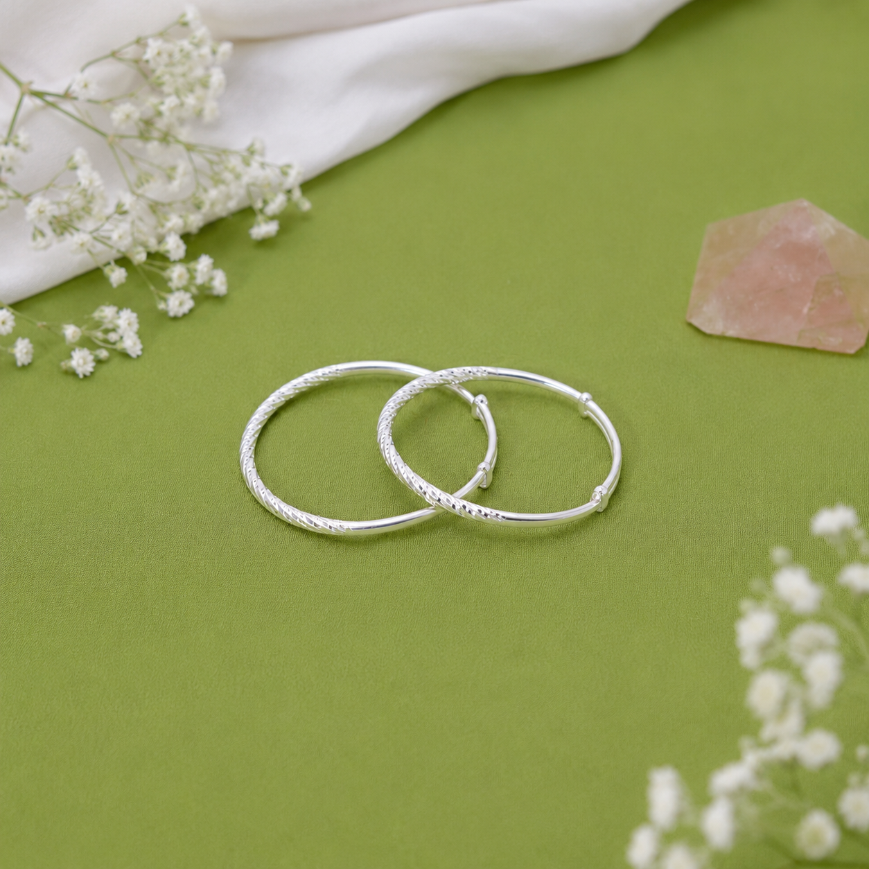 Twist Baby Bangle – 925 Sterling Silver – OYA by Gemkara view 3