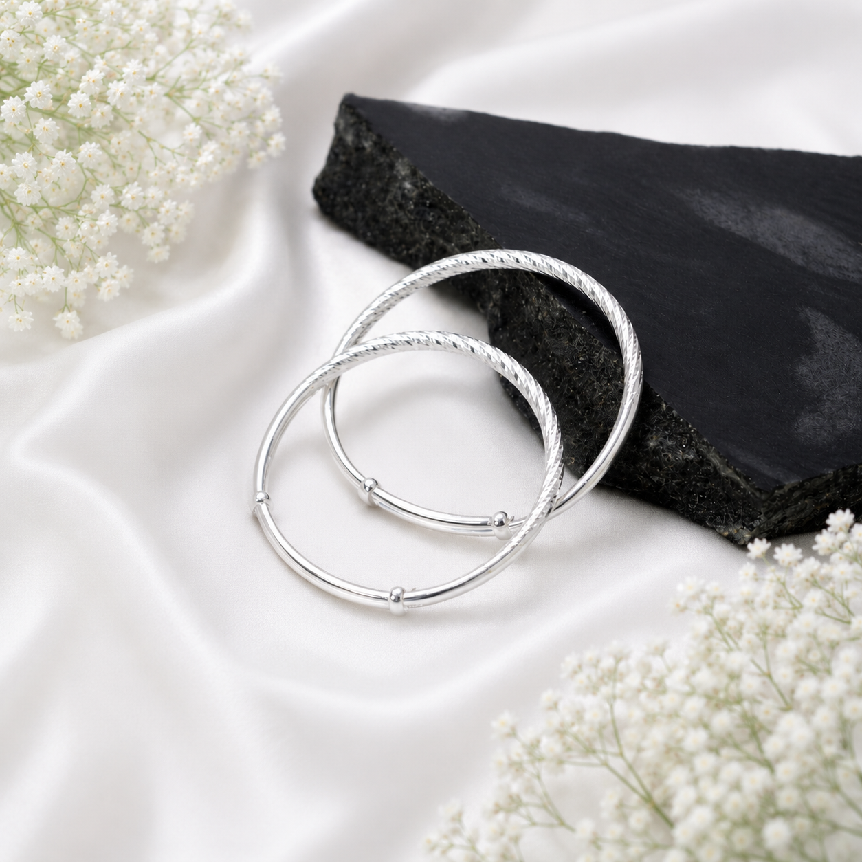 Twist Baby Bangle – 925 Sterling Silver – OYA by Gemkara view 4