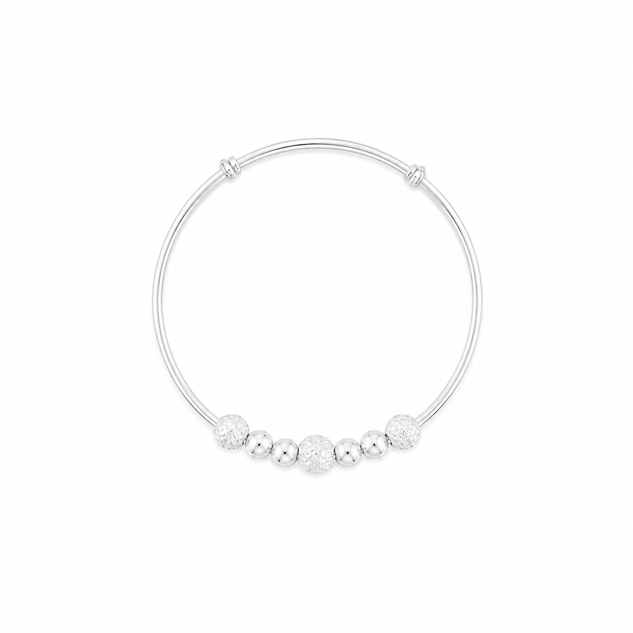 Sparkle Bead Baby Bangle – 925 Sterling Silver – OYA by Gemkara view 1