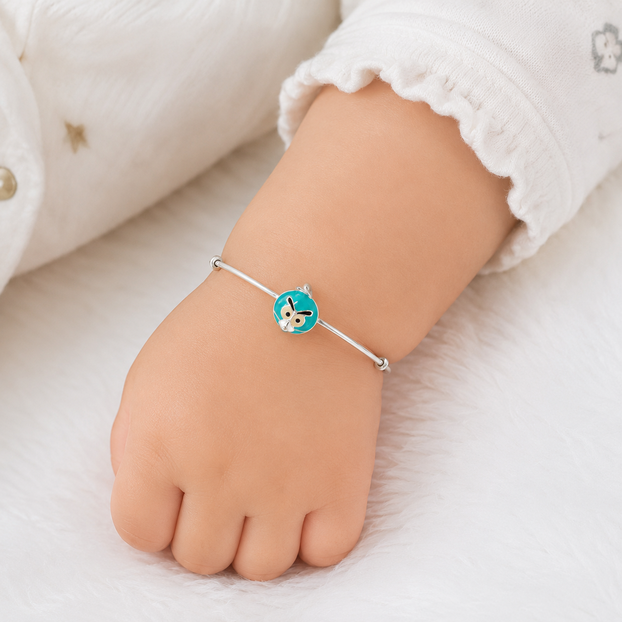 Wise Owl Baby Bangle – 925 Sterling Silver – OYA by Gemkara view 2