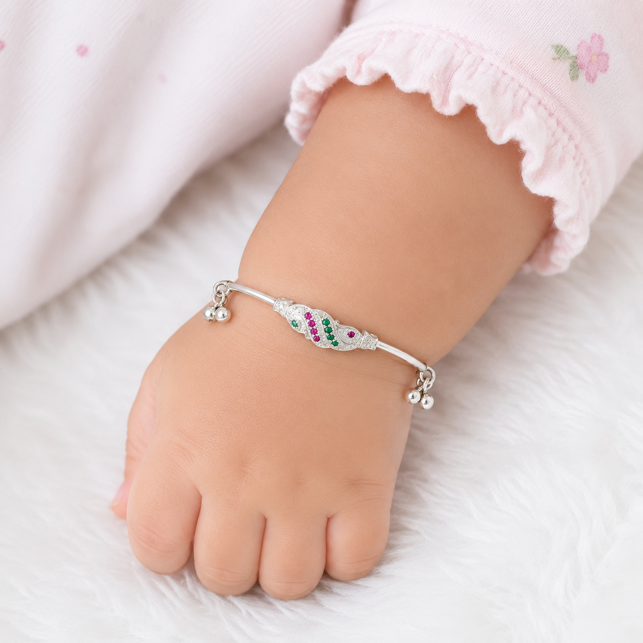 Bloom Baby Bangle – 925 Sterling Silver – OYA by Gemkara view 2