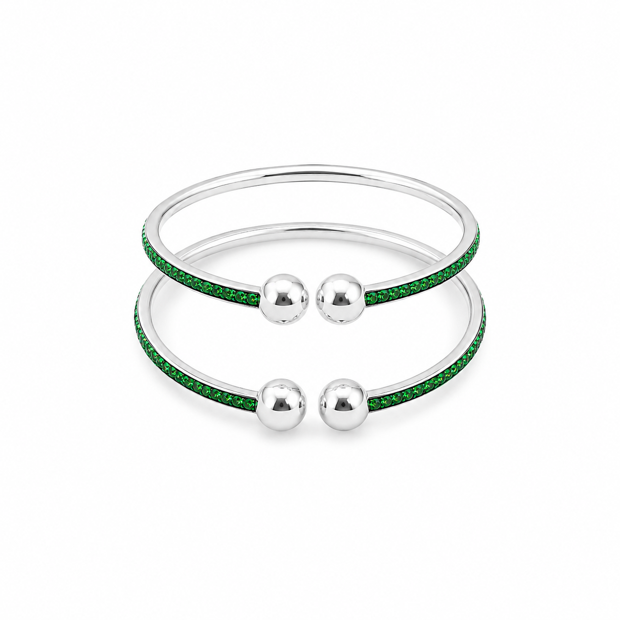 Emerald Glow Baby Bangle – 925 Sterling Silver – OYA by Gemkara view 1