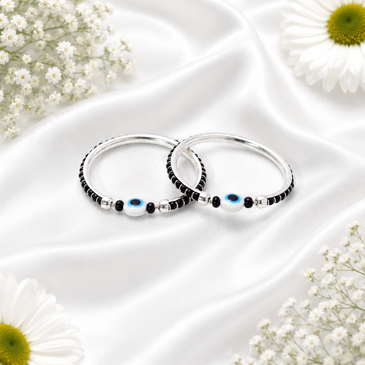 Evil Eye Baby Bangle – 925 Sterling Silver – OYA by Gemkara view 3