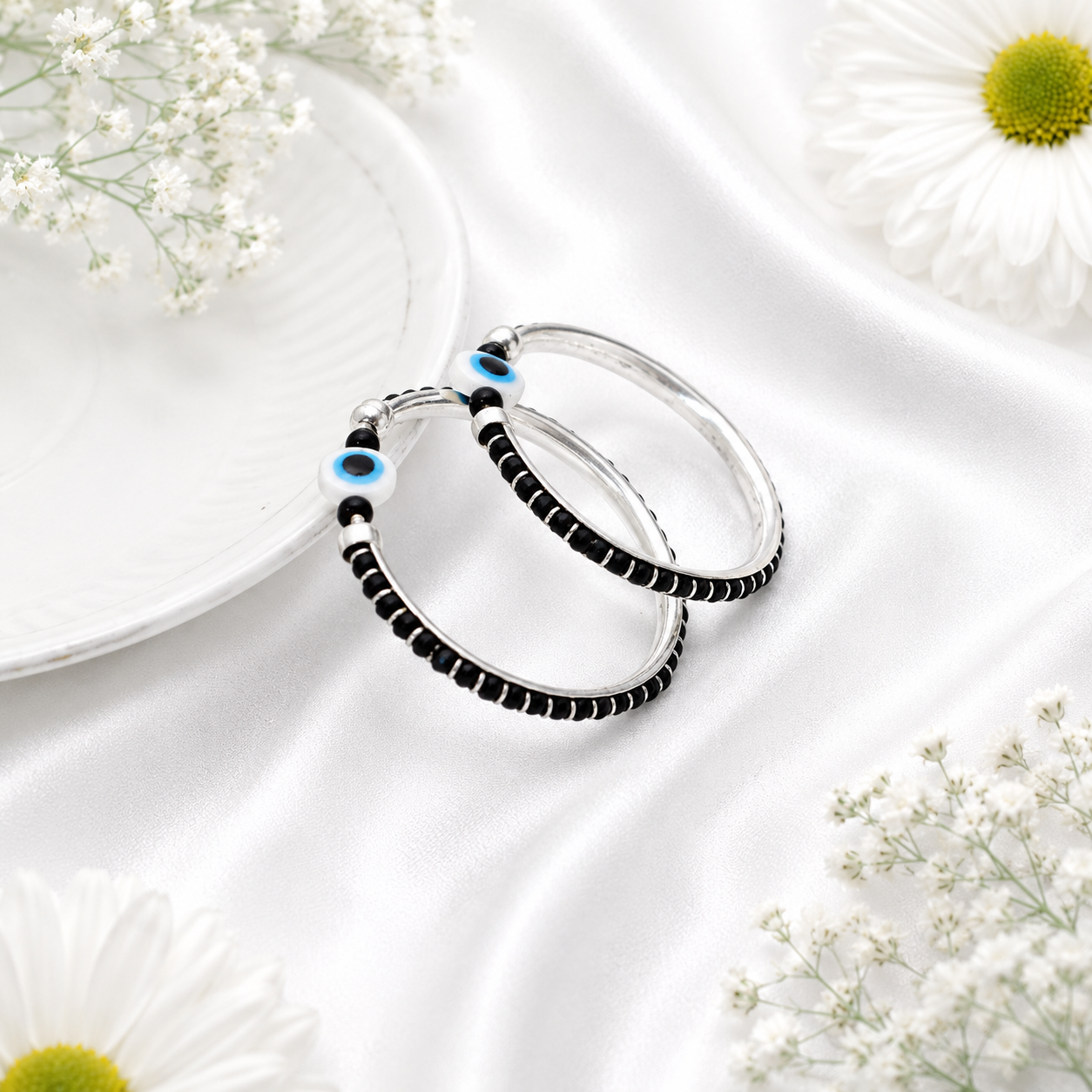 Evil Eye Baby Bangle – 925 Sterling Silver – OYA by Gemkara view 4