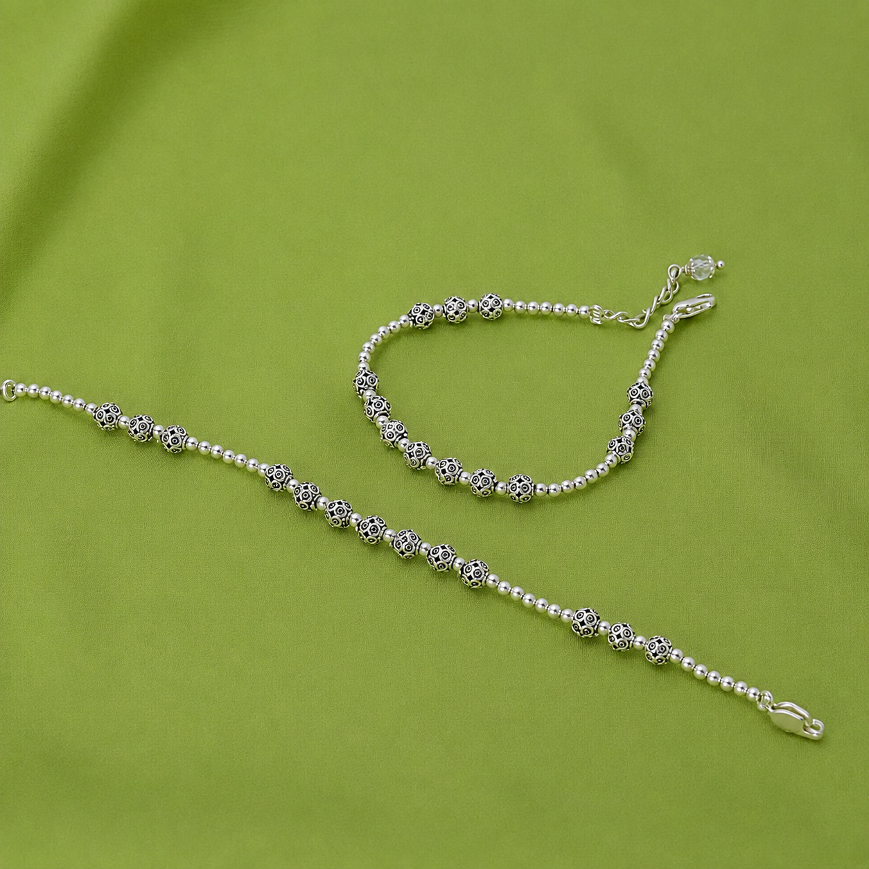 Heritage Beads Anklet - – 925 Sterling Silver – OYA by Gemkara view 3