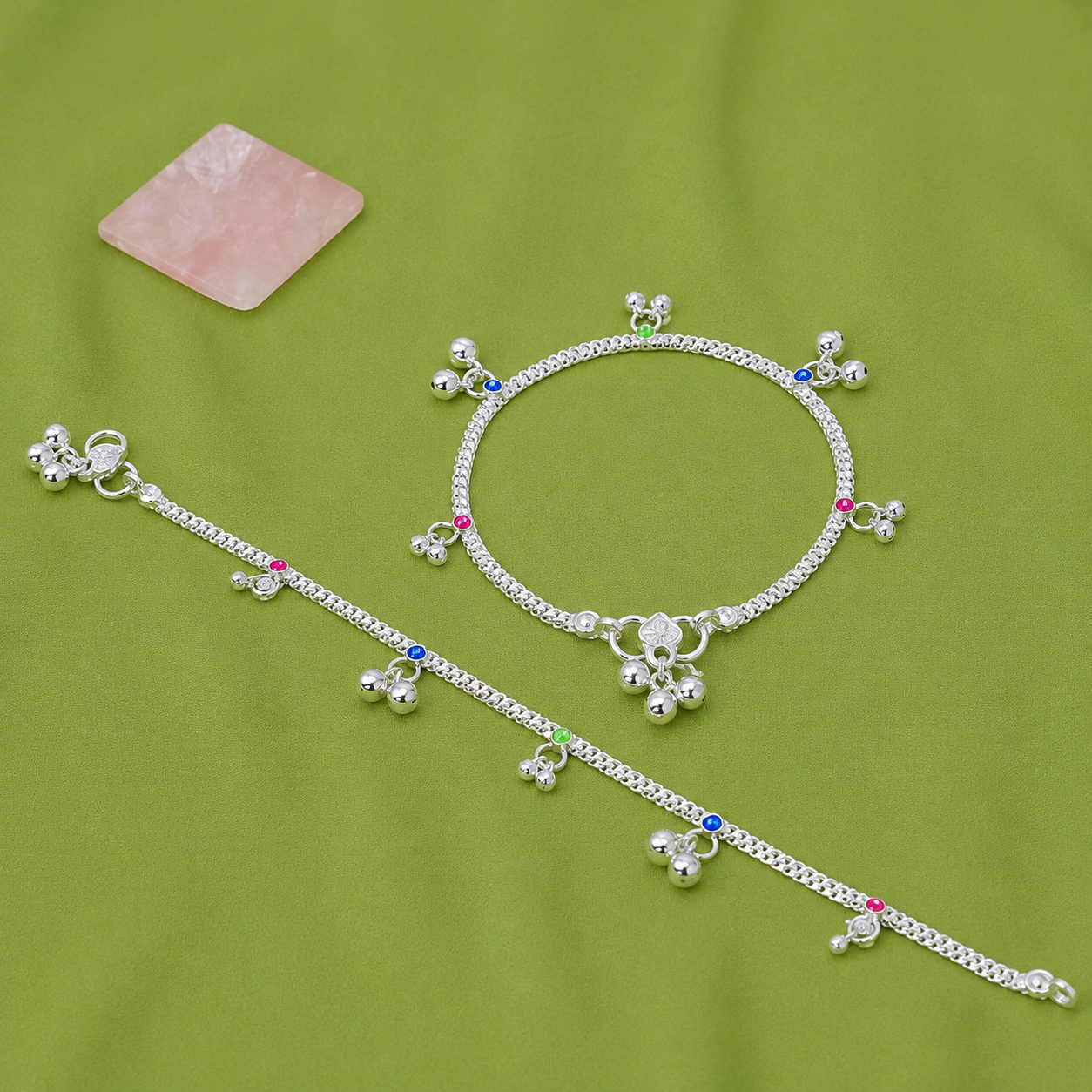 Color Charm Baby Anklet – 925 Sterling Silver – OYA by Gemkara view 2