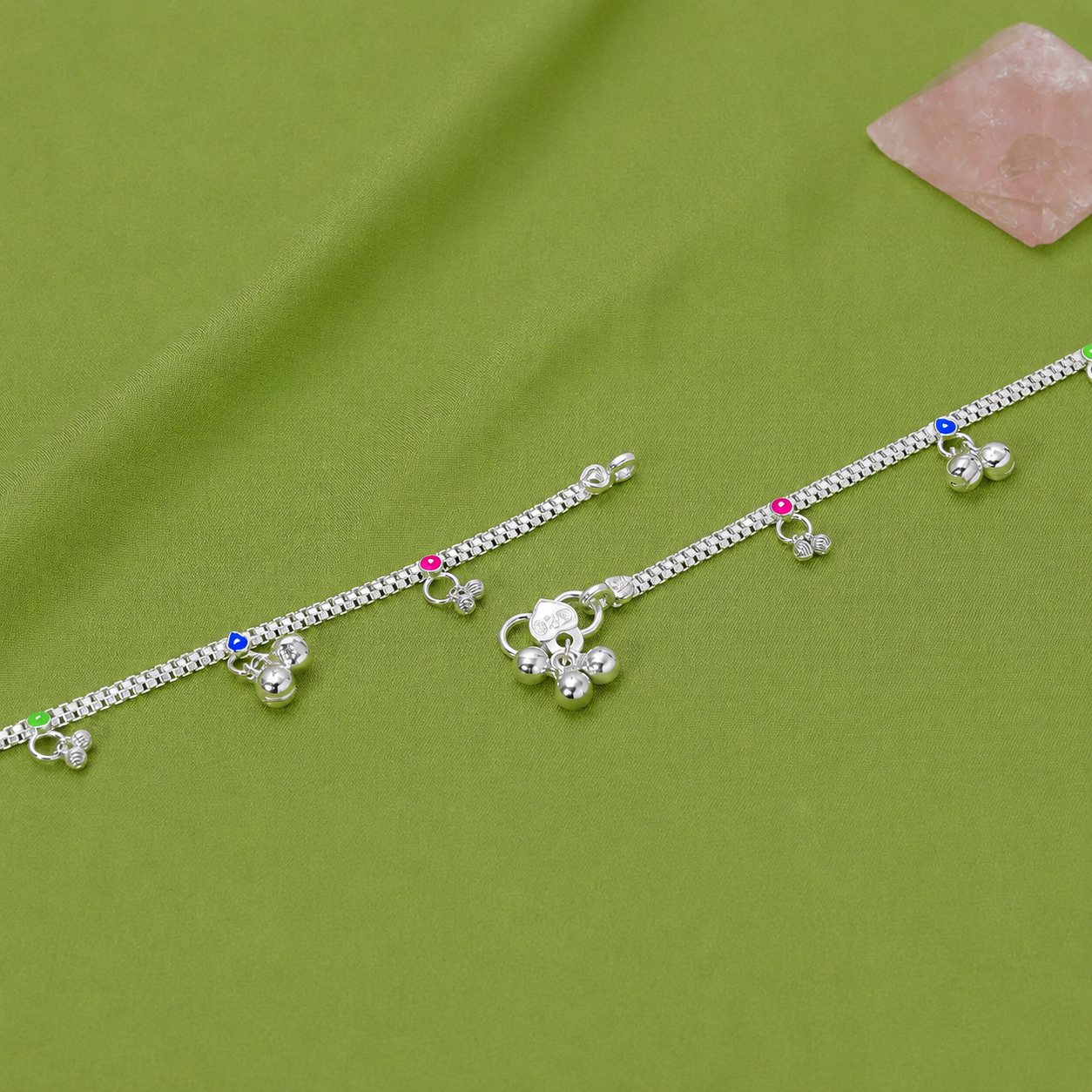 Color Charm Baby Anklet – 925 Sterling Silver – OYA by Gemkara view 4