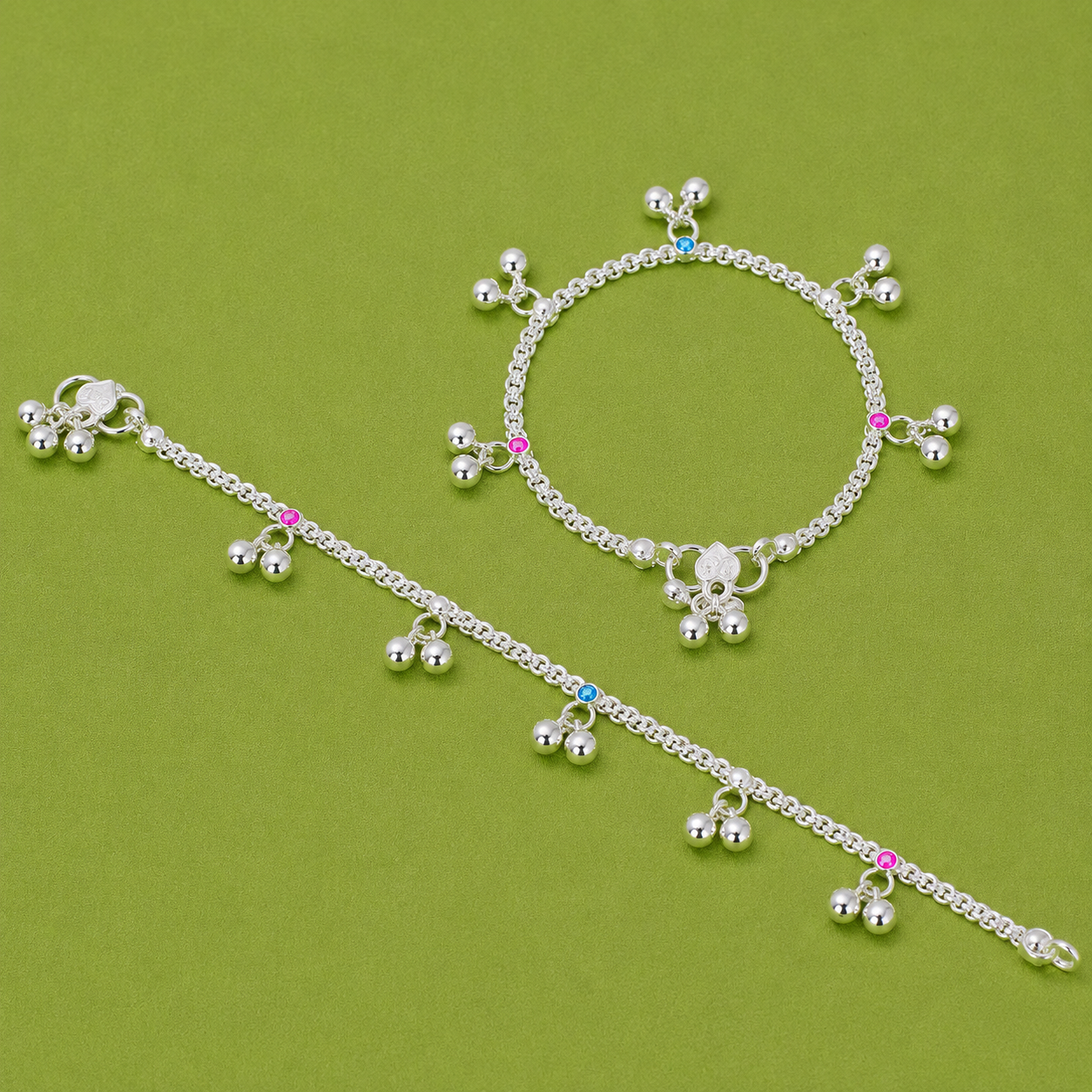 Nazar Bells Baby Anklet – 925 Sterling Silver – OYA by Gemkara view 2