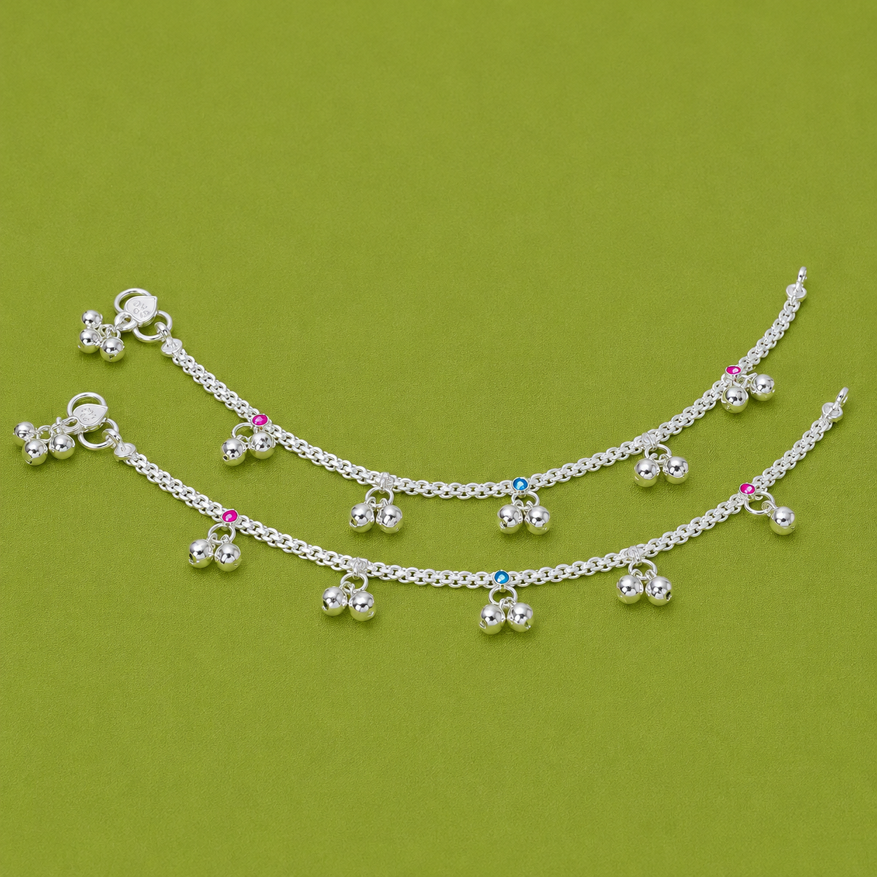 Nazar Bells Baby Anklet – 925 Sterling Silver – OYA by Gemkara view 4