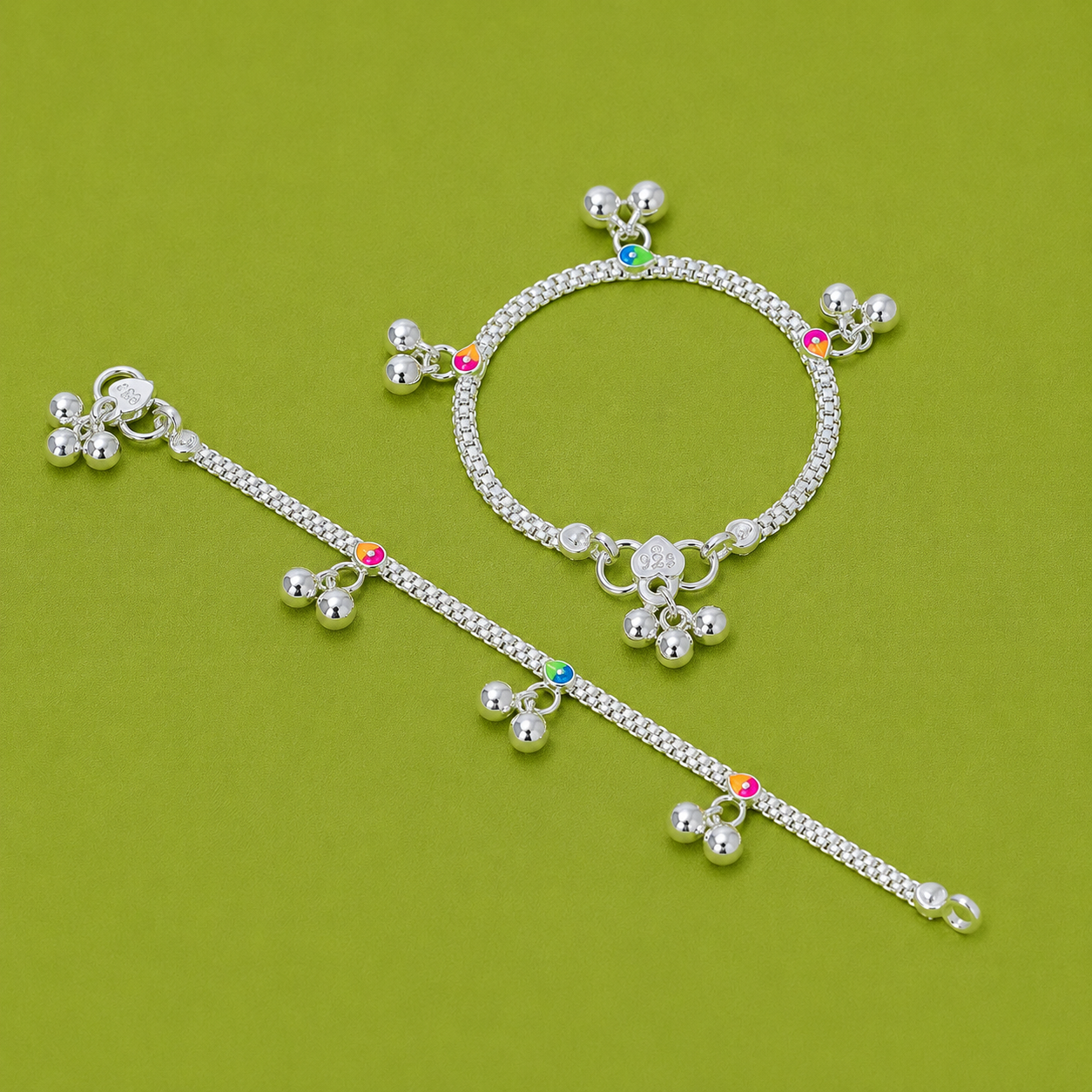 Color Eye Baby Anklet – 925 Sterling Silver – OYA by Gemkara view 2