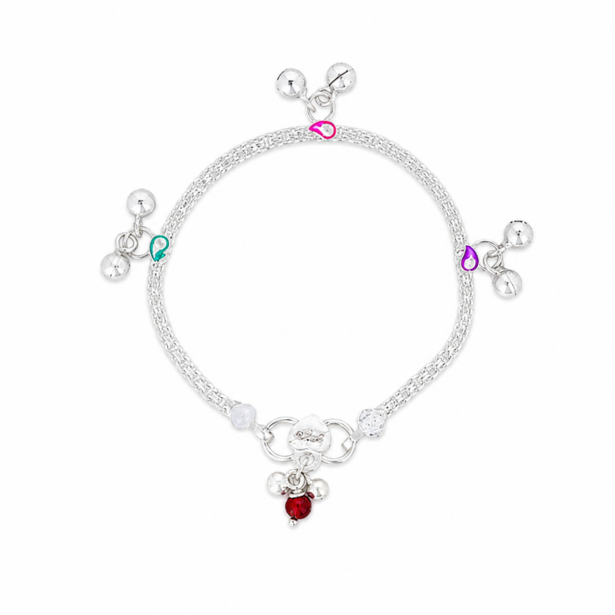 Heart Charm Baby Anklet – 925 Sterling Silver – OYA by Gemkara view 1