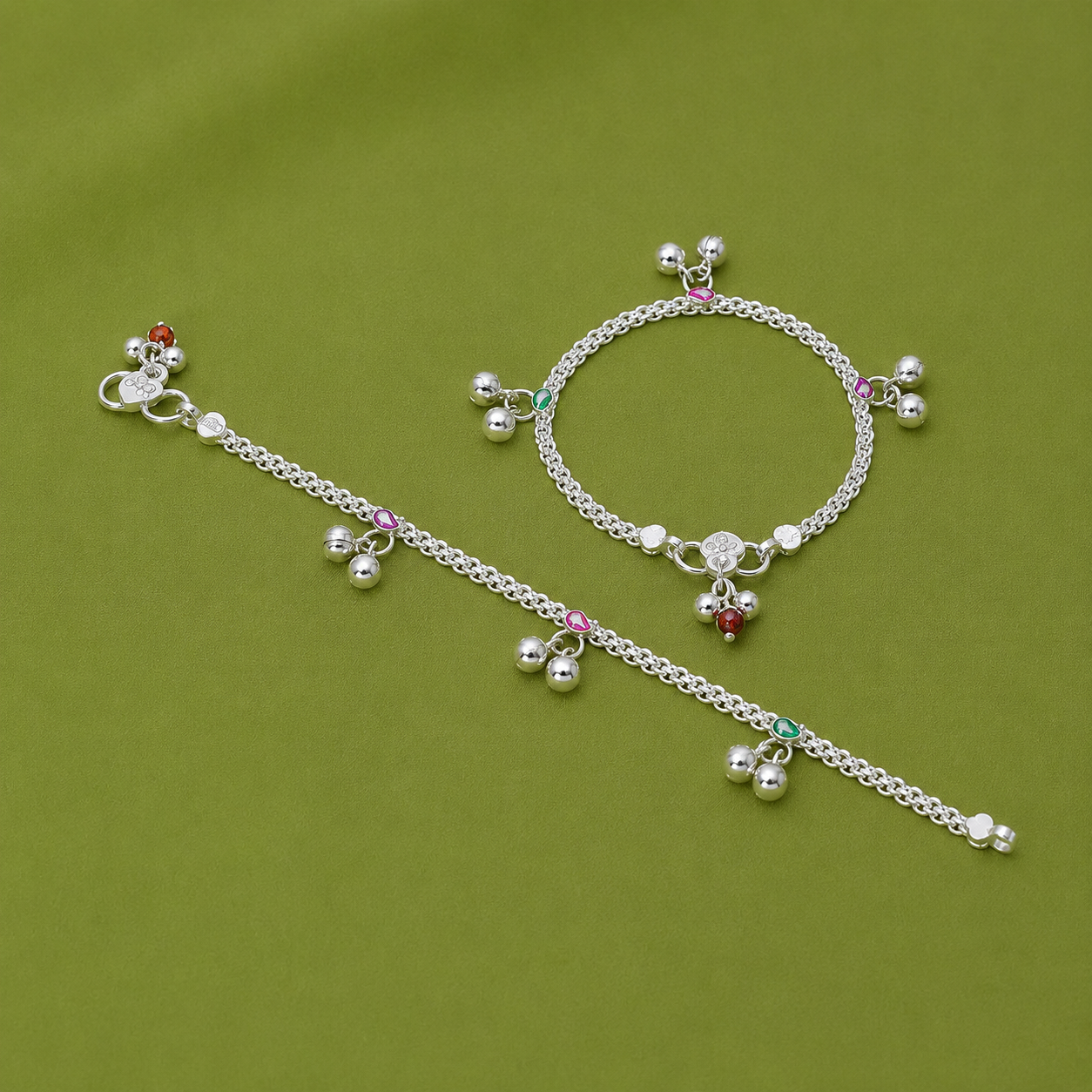 Heart Charm Baby Anklet – 925 Sterling Silver – OYA by Gemkara view 2