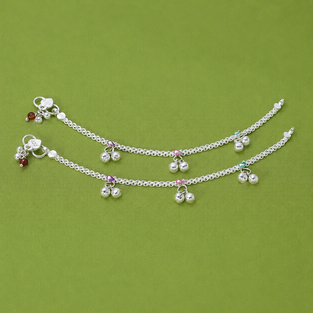 Heart Charm Baby Anklet – 925 Sterling Silver – OYA by Gemkara view 3