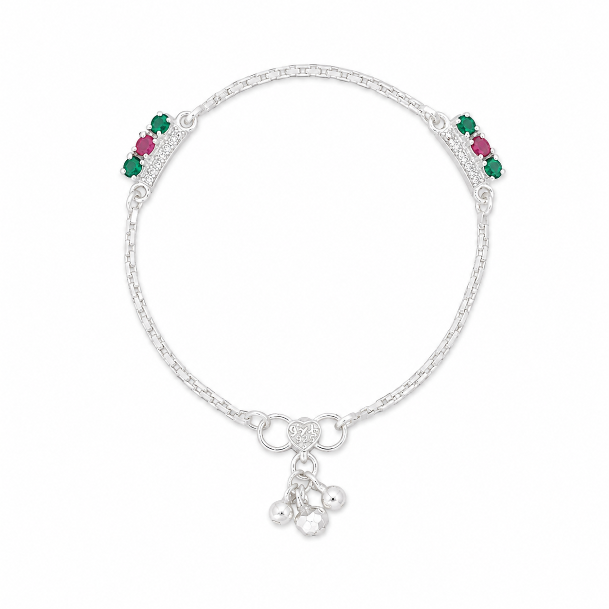 Ruby Bloom Baby Anklet – 925 Sterling Silver – OYA by Gemkara view 1