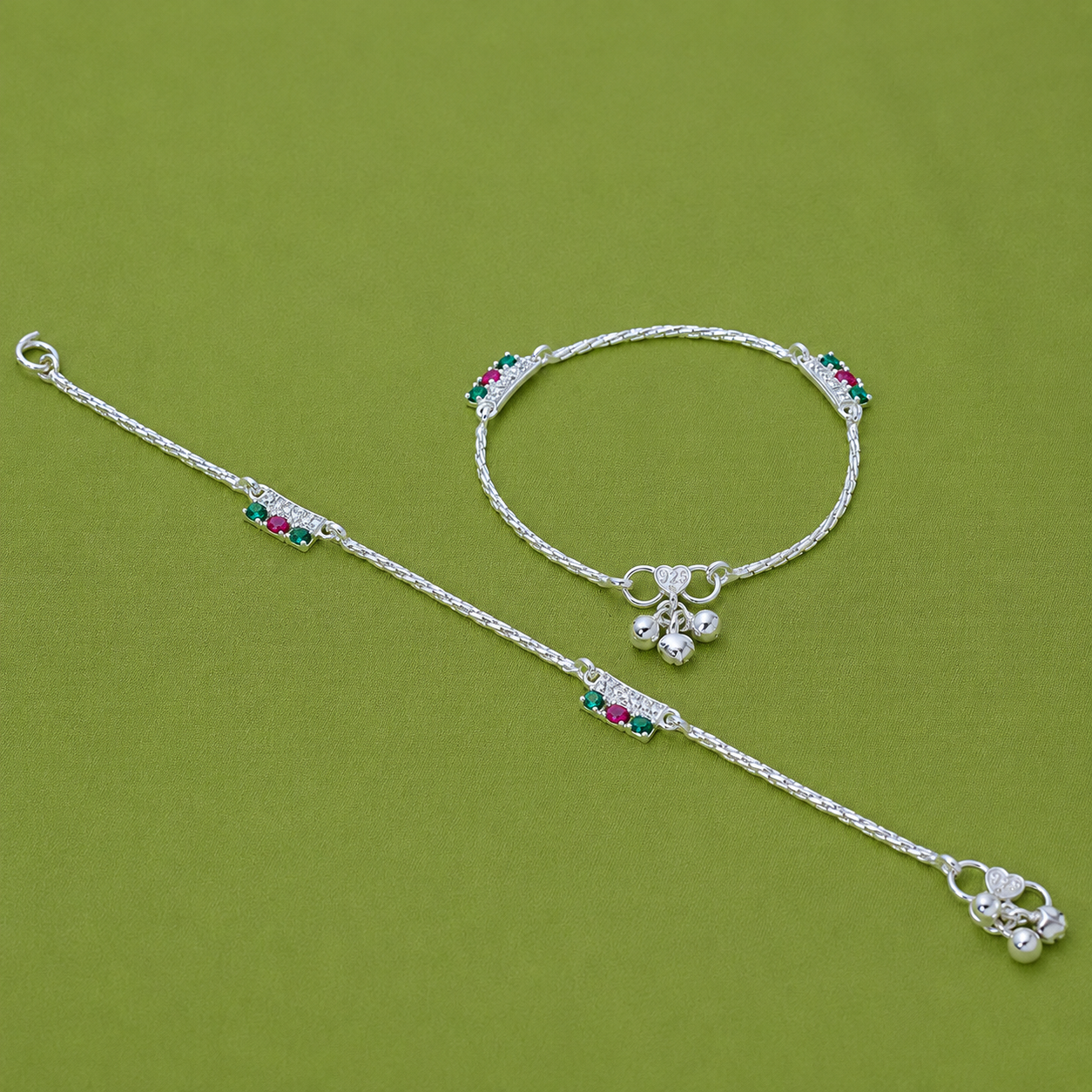Ruby Bloom Baby Anklet – 925 Sterling Silver – OYA by Gemkara view 2