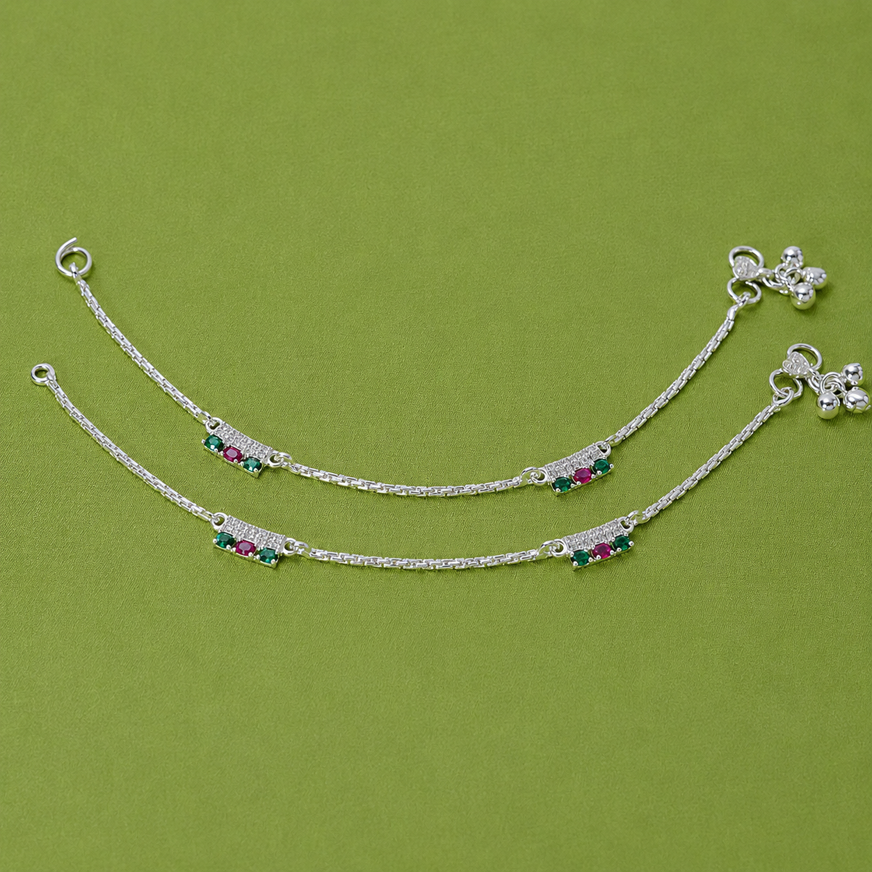 Ruby Bloom Baby Anklet – 925 Sterling Silver – OYA by Gemkara view 3