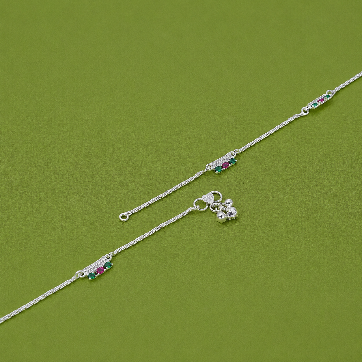 Ruby Bloom Baby Anklet – 925 Sterling Silver – OYA by Gemkara view 4