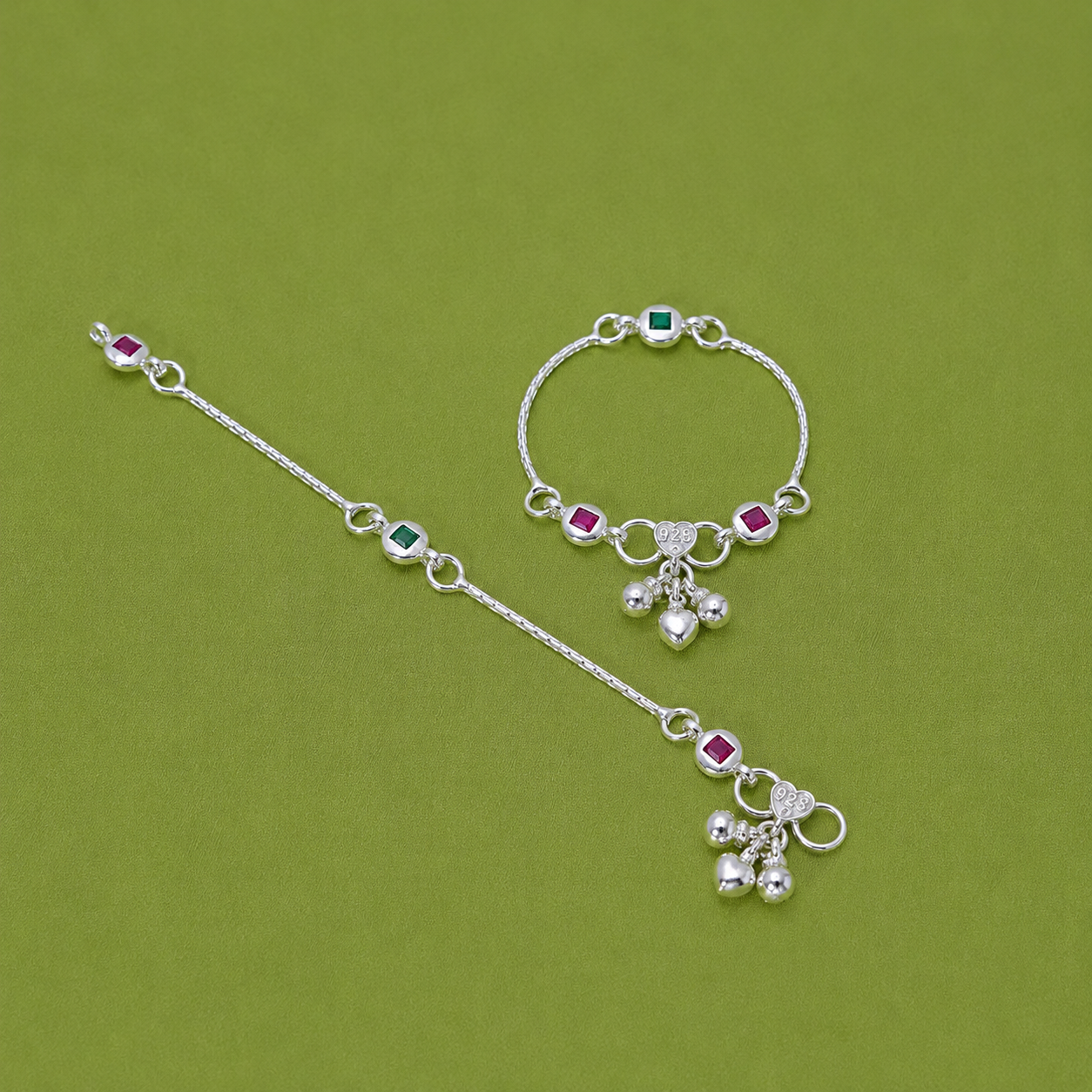 Royal Gem Baby Anklet – 925 Sterling Silver – OYA by Gemkara view 2