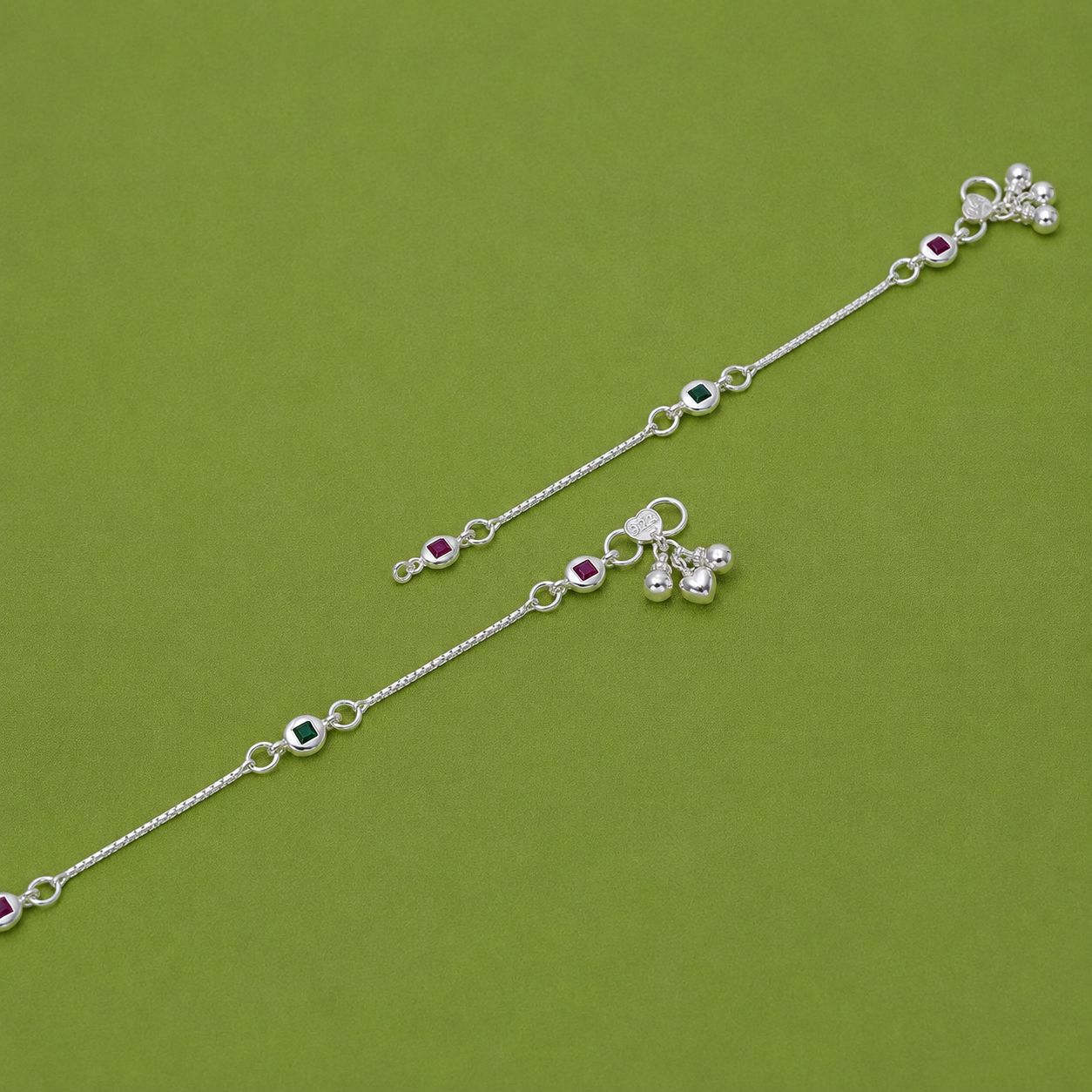 Royal Gem Baby Anklet – 925 Sterling Silver – OYA by Gemkara view 4