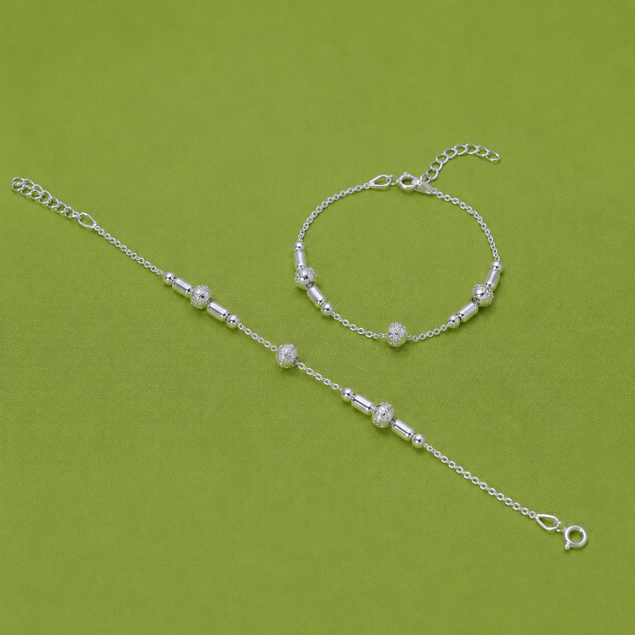 Sparkle Bead Baby Anklet – 925 Sterling Silver – OYA by Gemkara view 2