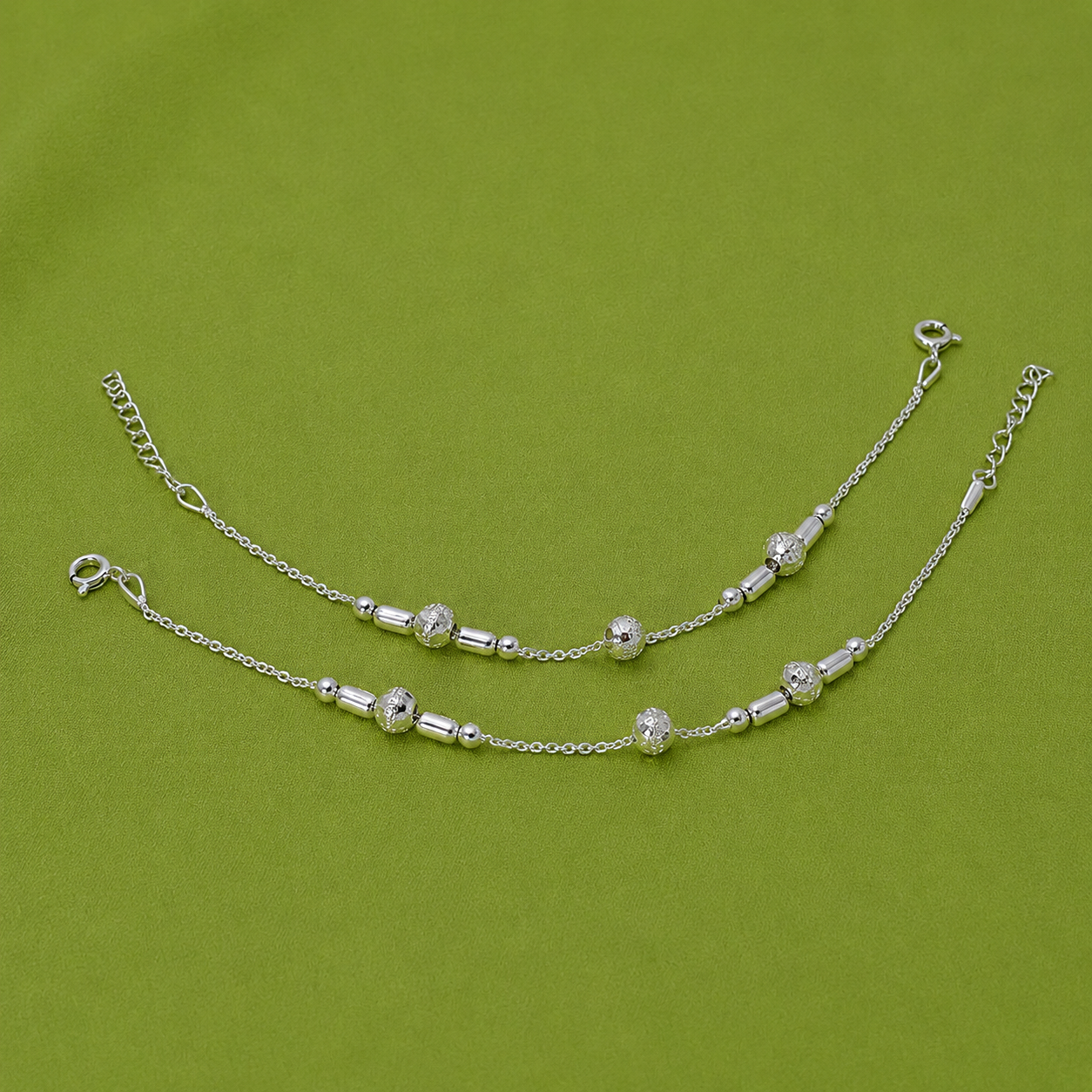 Sparkle Bead Baby Anklet – 925 Sterling Silver – OYA by Gemkara view 3