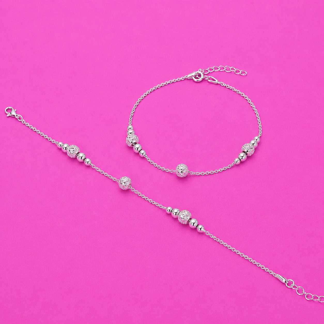 Harmony Beads Baby Anklet – 925 Sterling Silver – OYA by Gemkara view 2
