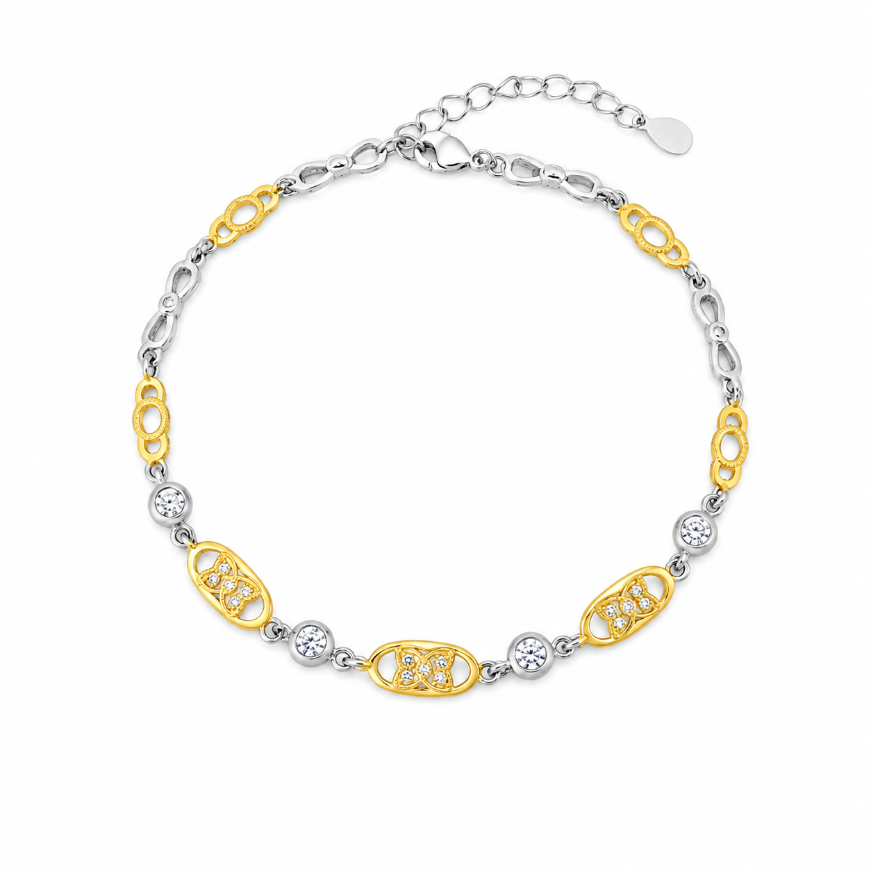 Gold Oval Bracelet – 925 Sterling Silver – OYA by Gemkara view 1