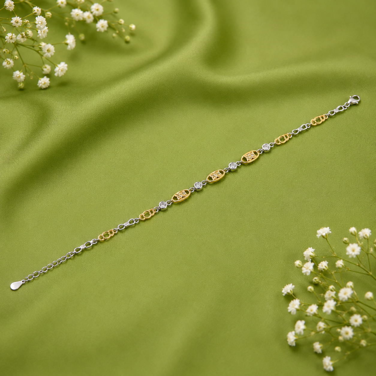 Gold Oval Bracelet – 925 Sterling Silver – OYA by Gemkara view 3