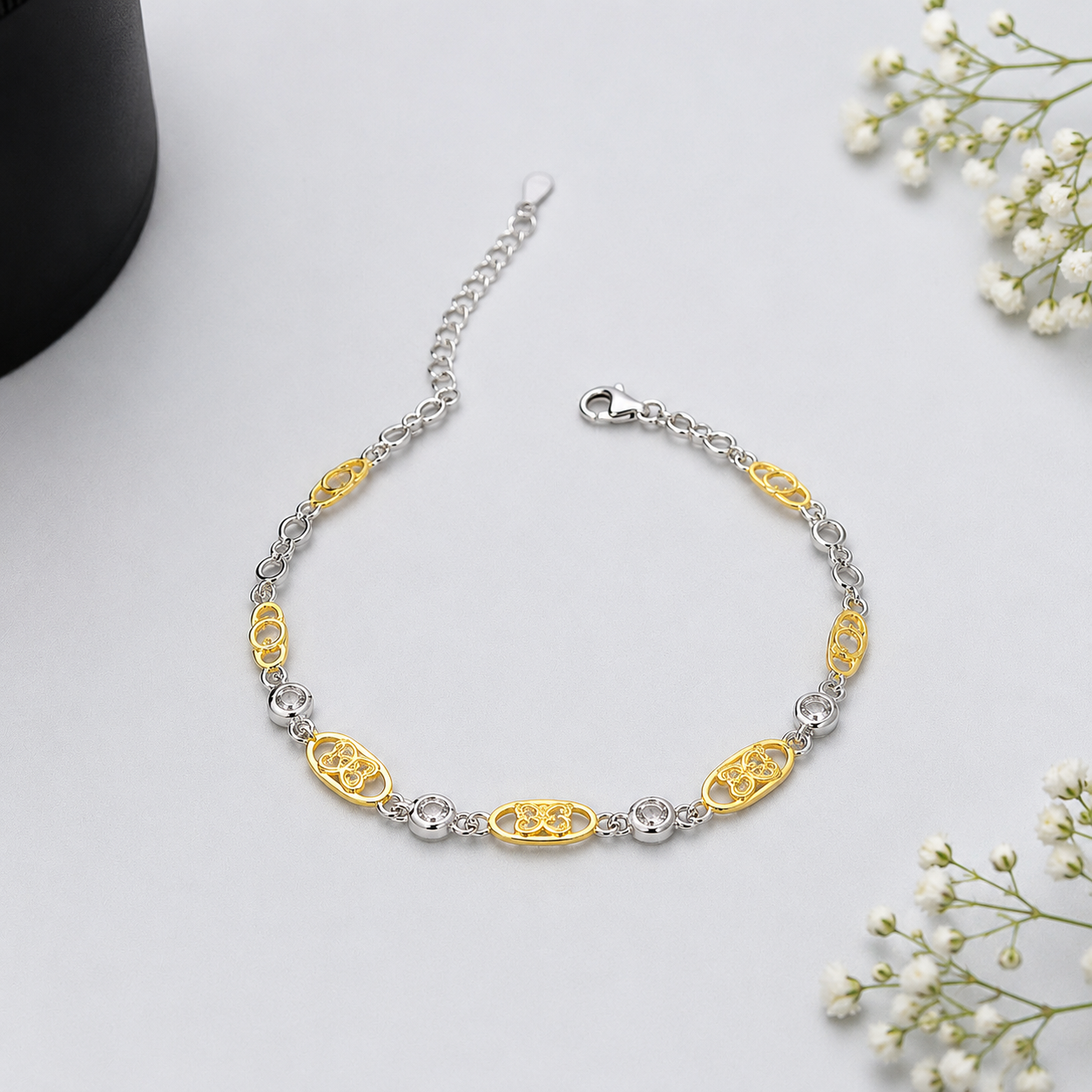 Gold Oval Bracelet – 925 Sterling Silver – OYA by Gemkara view 4