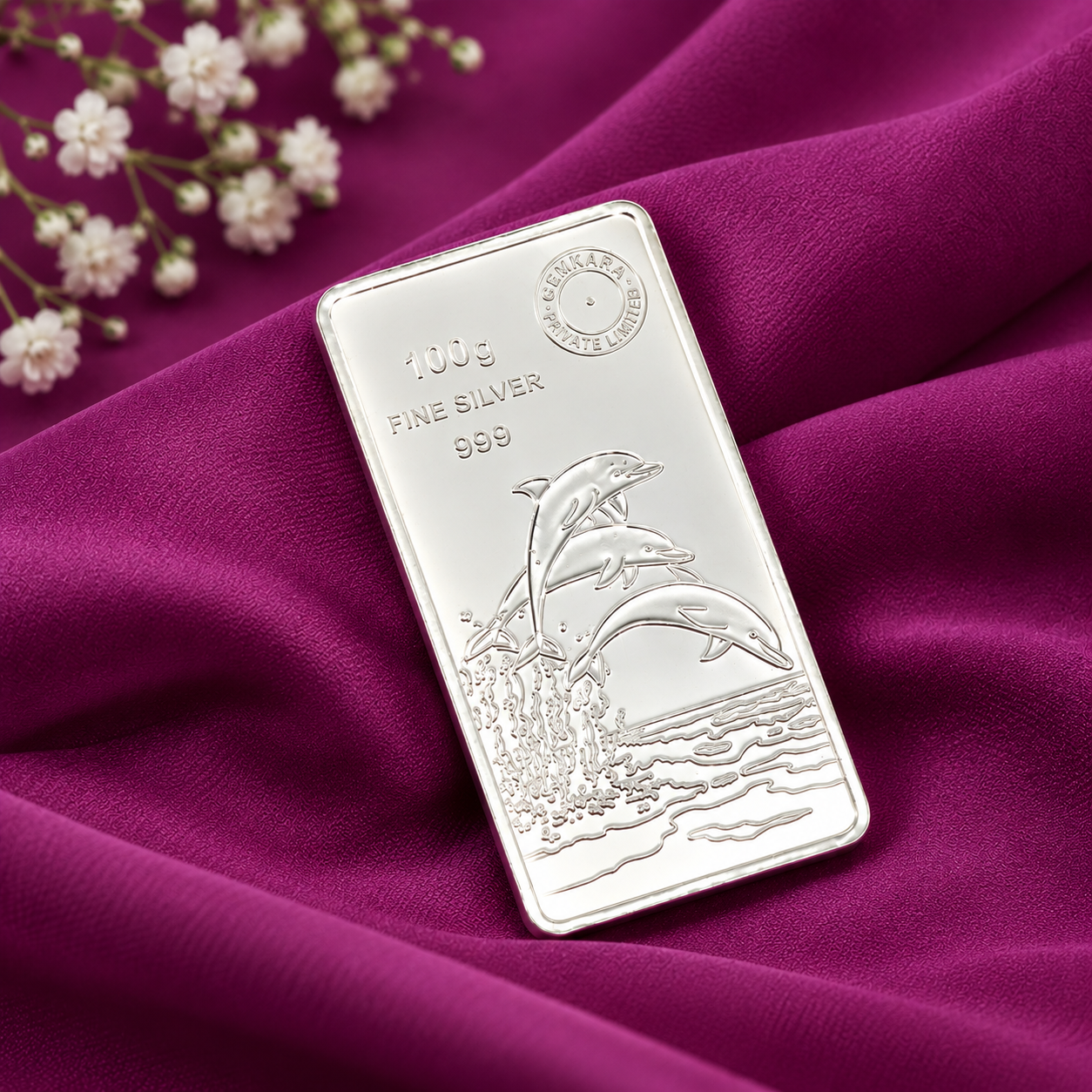 100 Gram Dolphin Design Silver Bar – OYA by Gemkara view 3