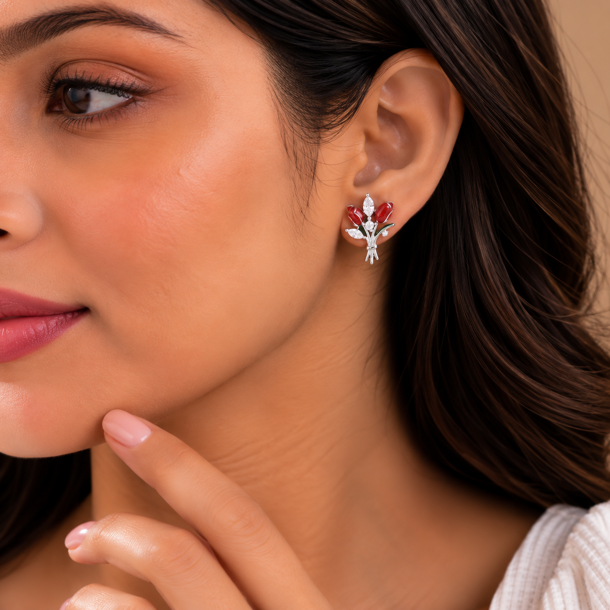 Ruby Flower Stud Earrings preview