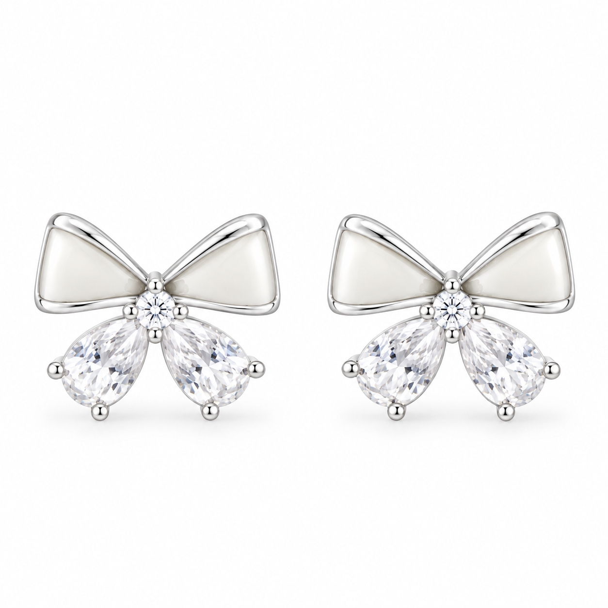 Bow Stud Earrings – 925 Sterling Silver – OYA by Gemkara view 1