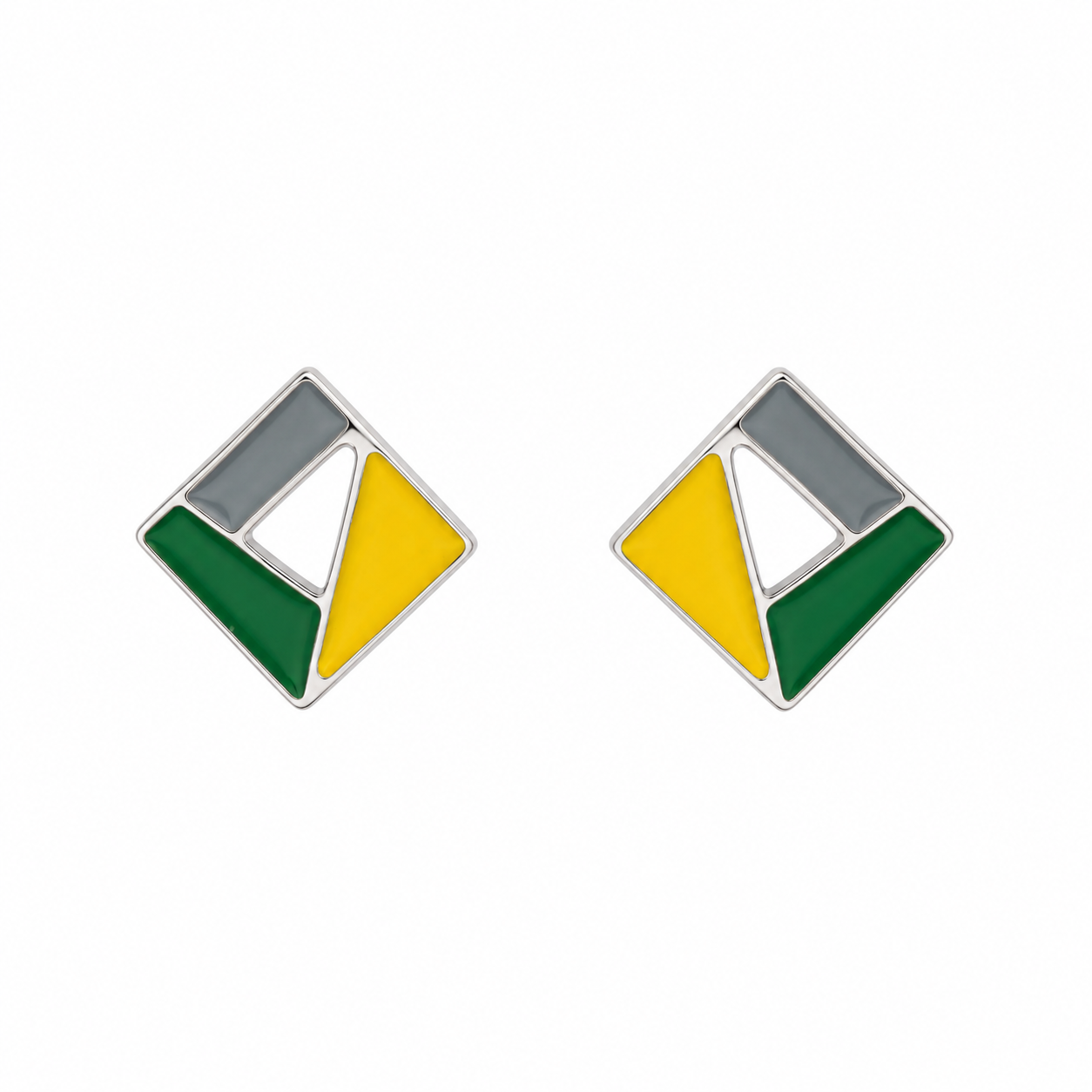 Multicolor Geometric Stud Earrings – 925 Sterling Silver – OYA by Gemkara view 1