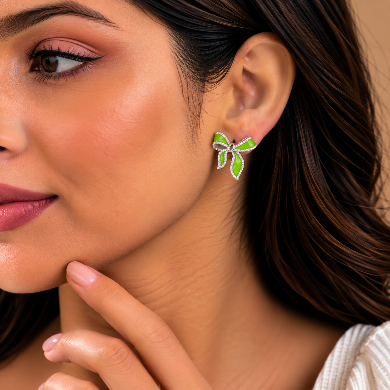 Green Floral Stud Earrings preview