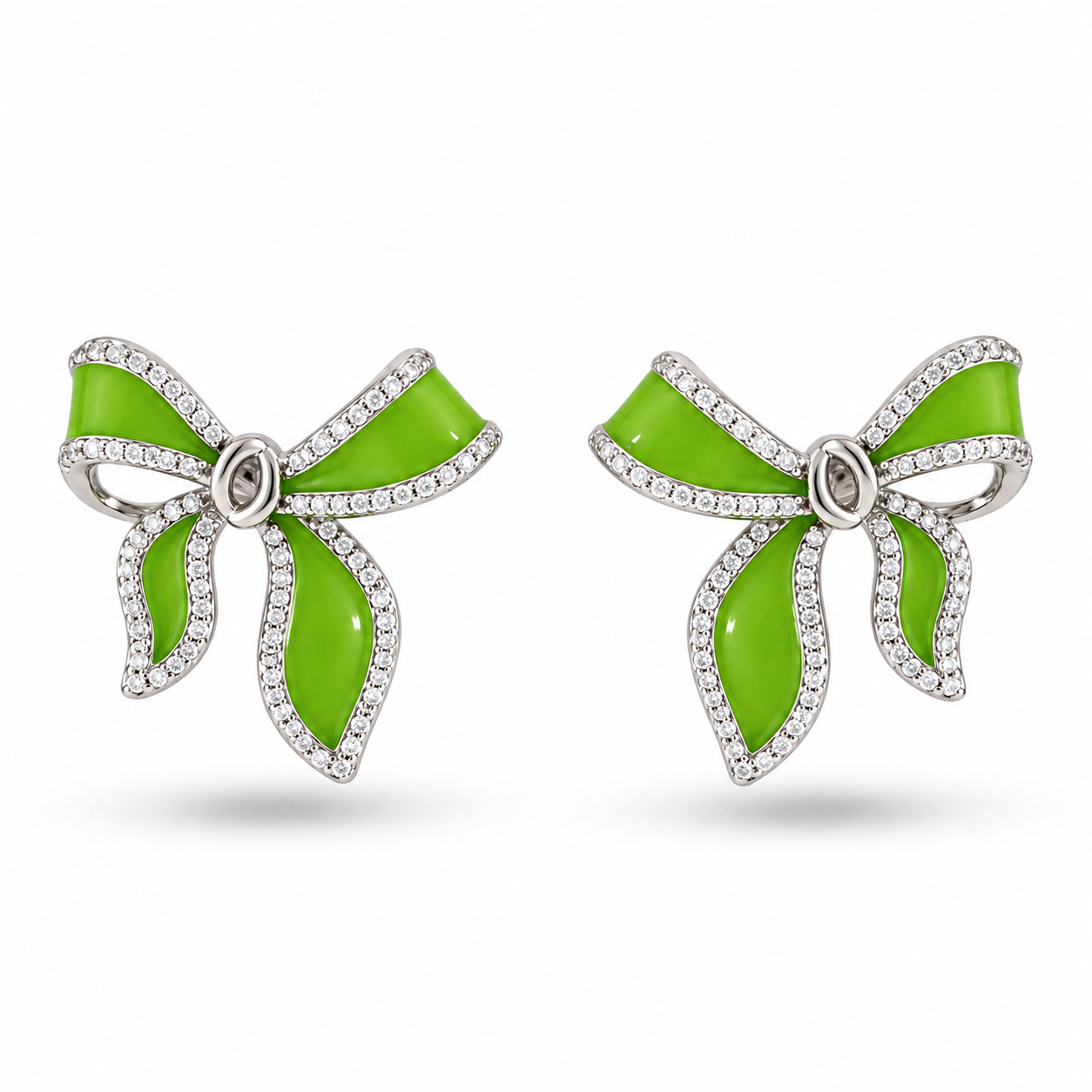 Green Floral Stud Earrings