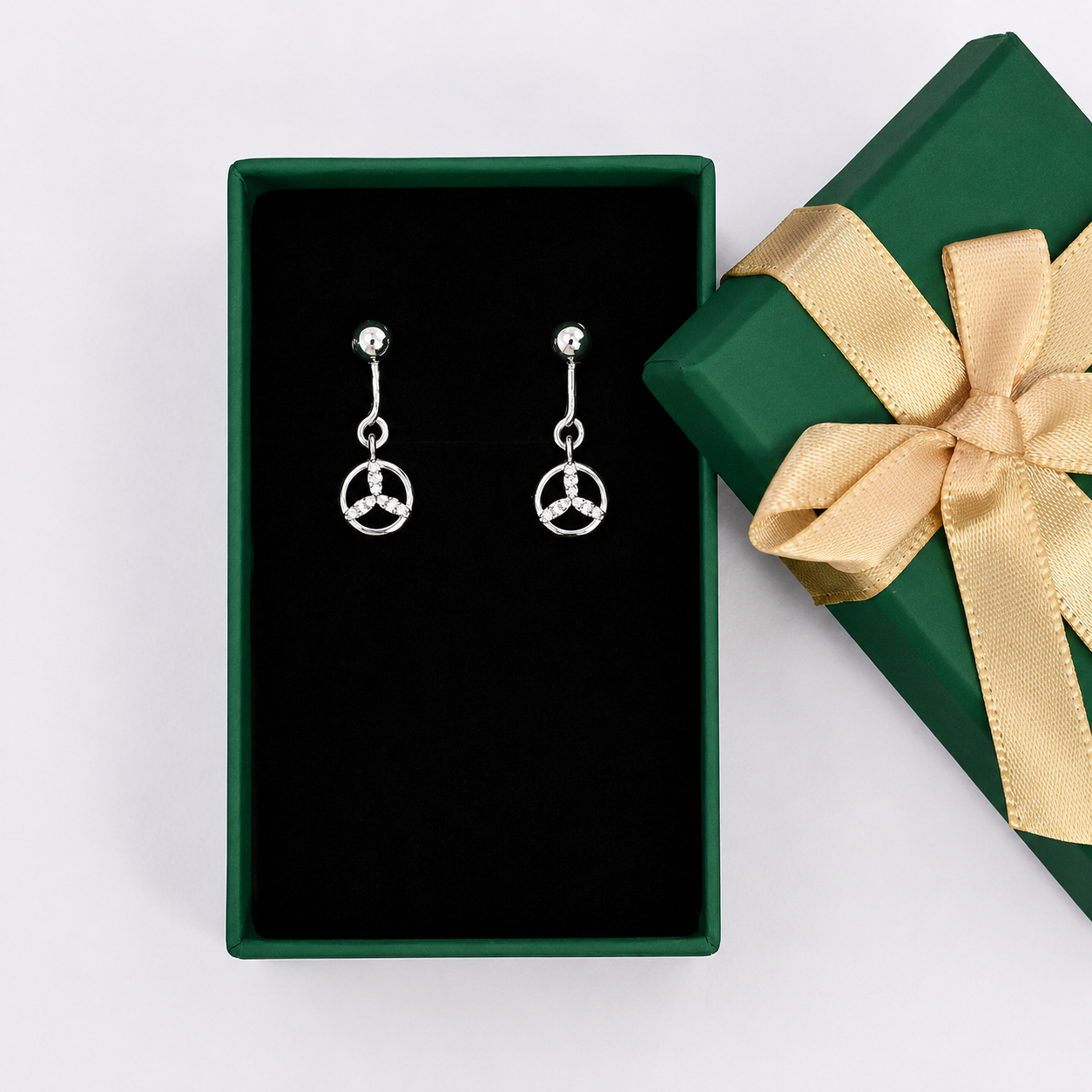Trinity Circle Drop Earrings – 925 Sterling Silver – OYA by Gemkara view 4